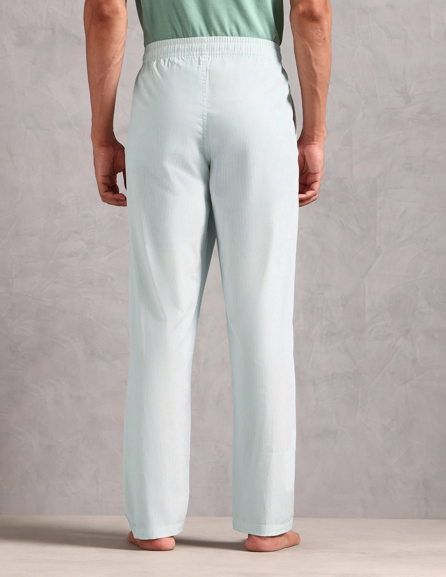 Pure Cotton Striped LP004 Lounge Pants - Pack Of 1 White and Light Blue - U.S. Polo Assn. India | Large