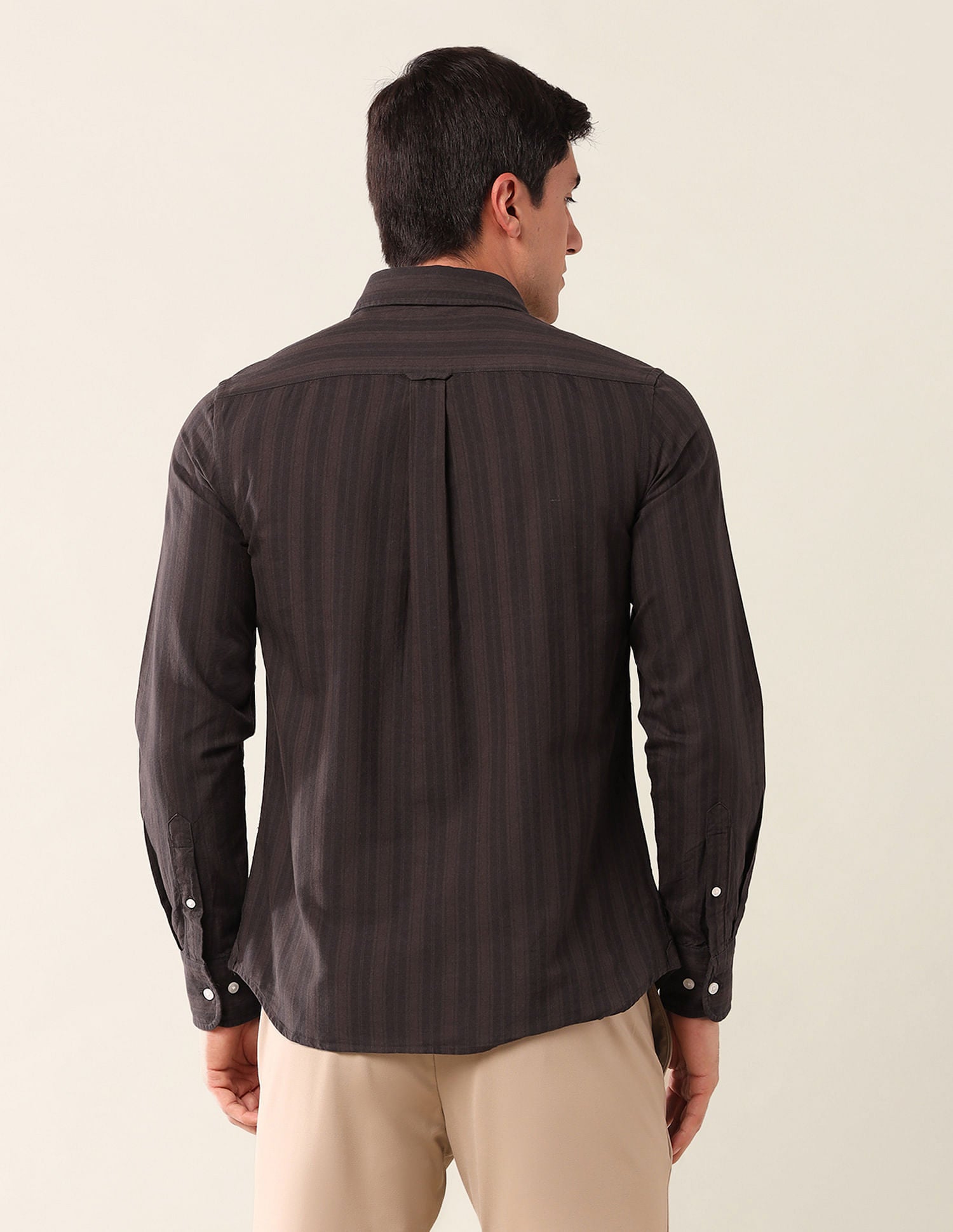 Tailored Fit Striped Shirt Brown - U.S. Polo Assn. India | Large