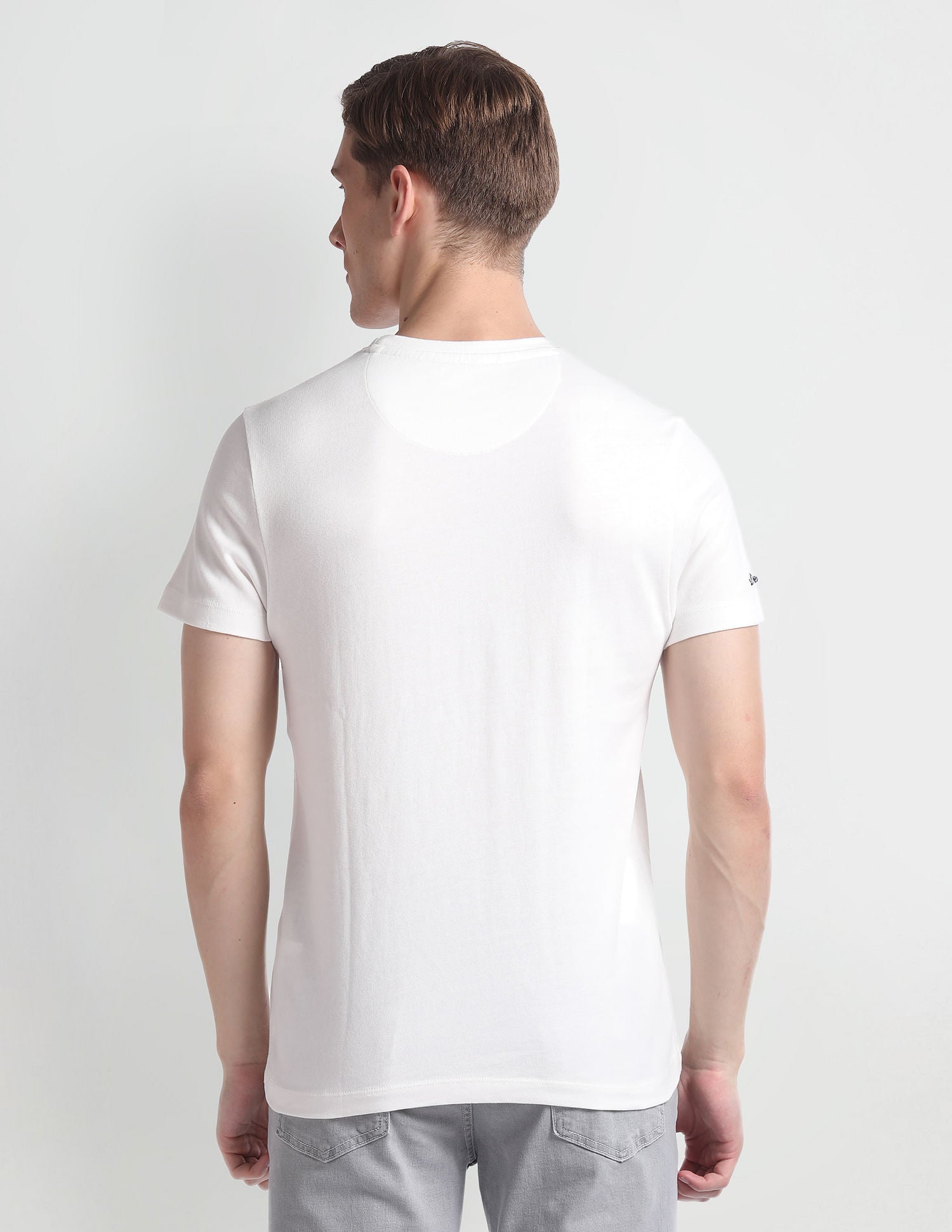 Crew Neck Brand Embroidered T-Shirt Ivory - U.S. Polo Assn. India | Large