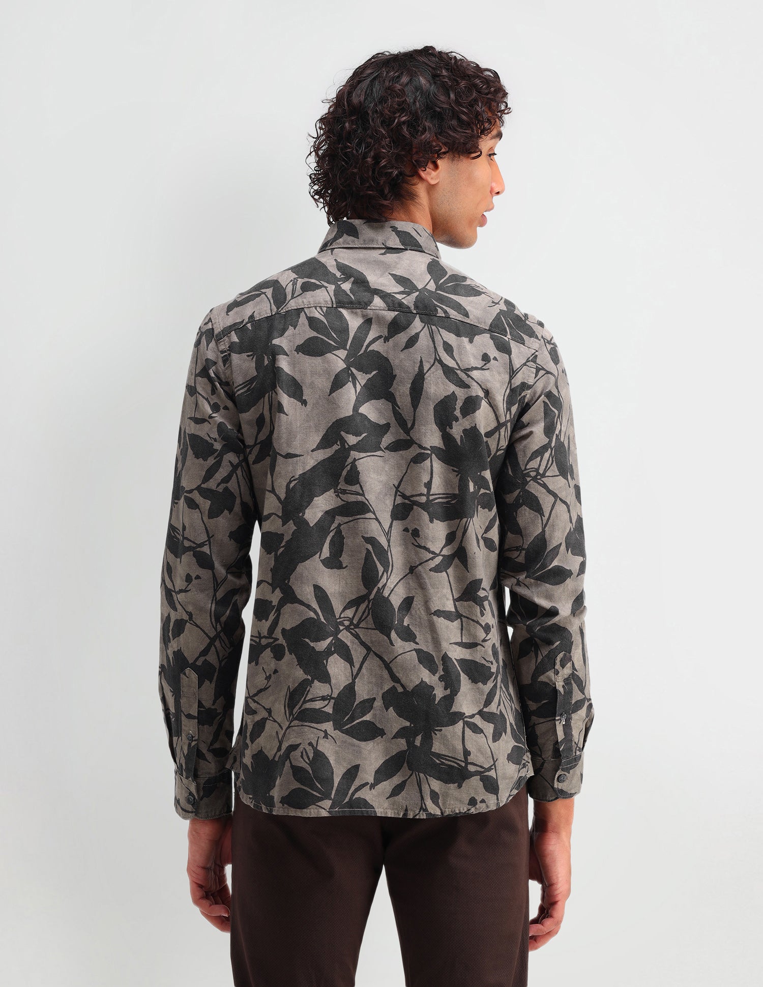 All-Over Pattern Poplin Shirt Brown - U.S. Polo Assn. India | Large