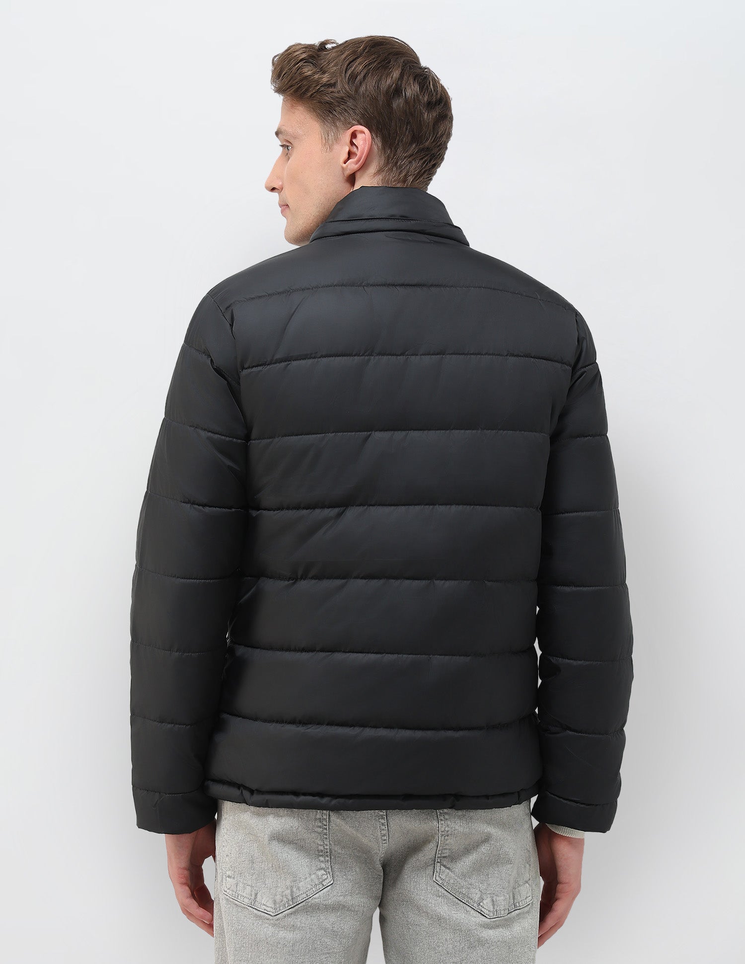 Regular Fit Solid Puffer Jacket Black - U.S. Polo Assn. India | Large