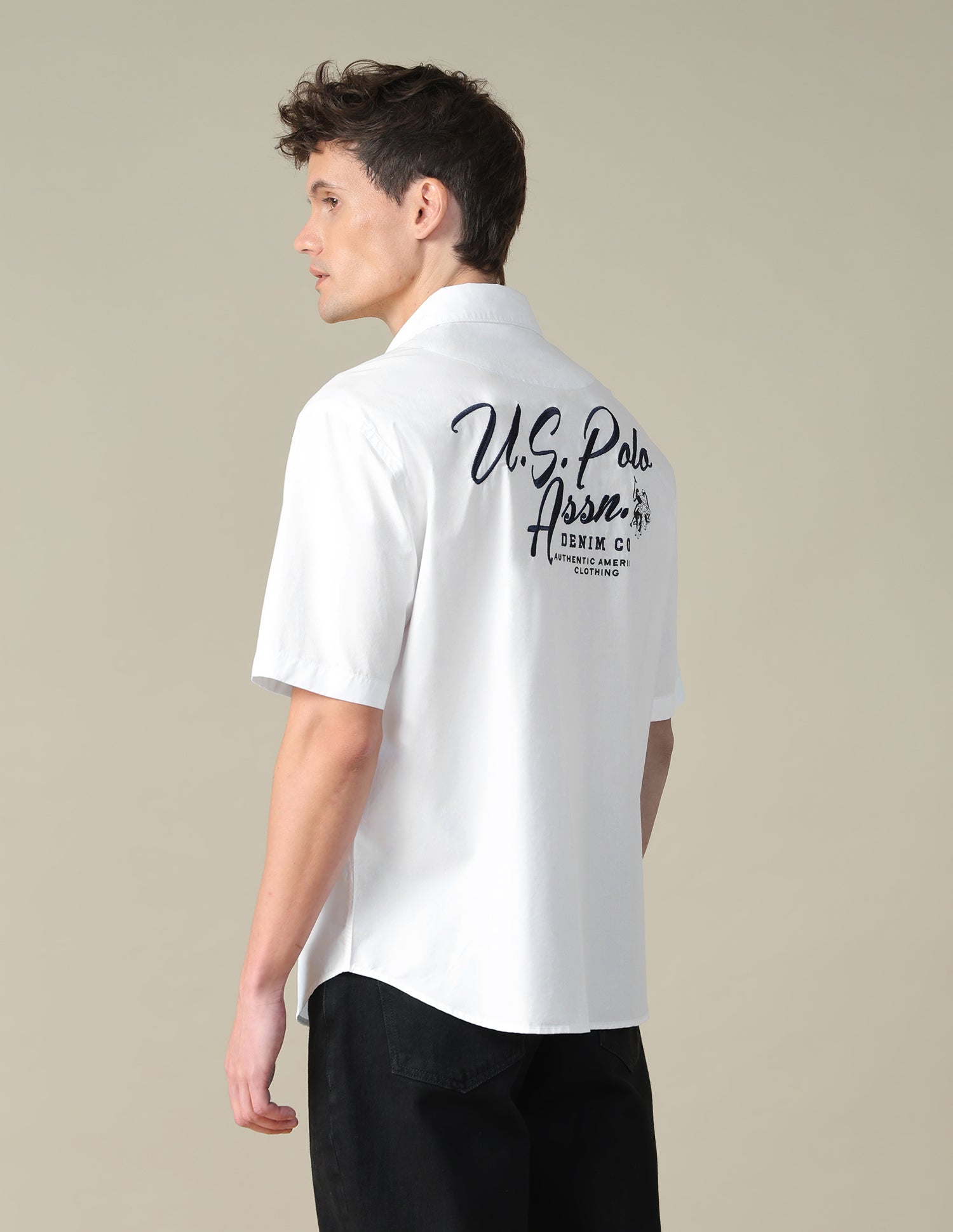 Brand Embroidered Regular Fit Shirt White - U.S. Polo Assn. India | Large