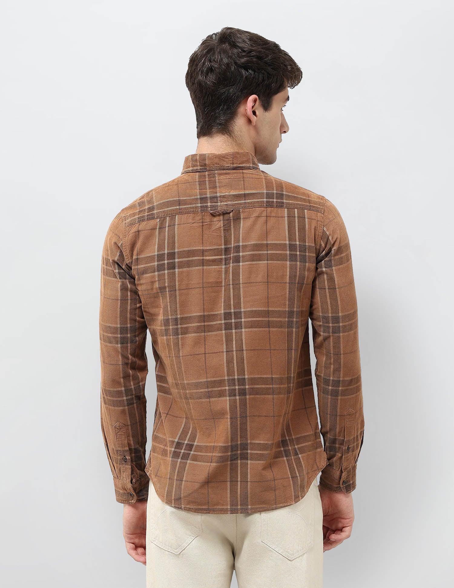 Tartan Checked Corduroy Shirt Light Brown - U.S. POLO ASSN. | Large