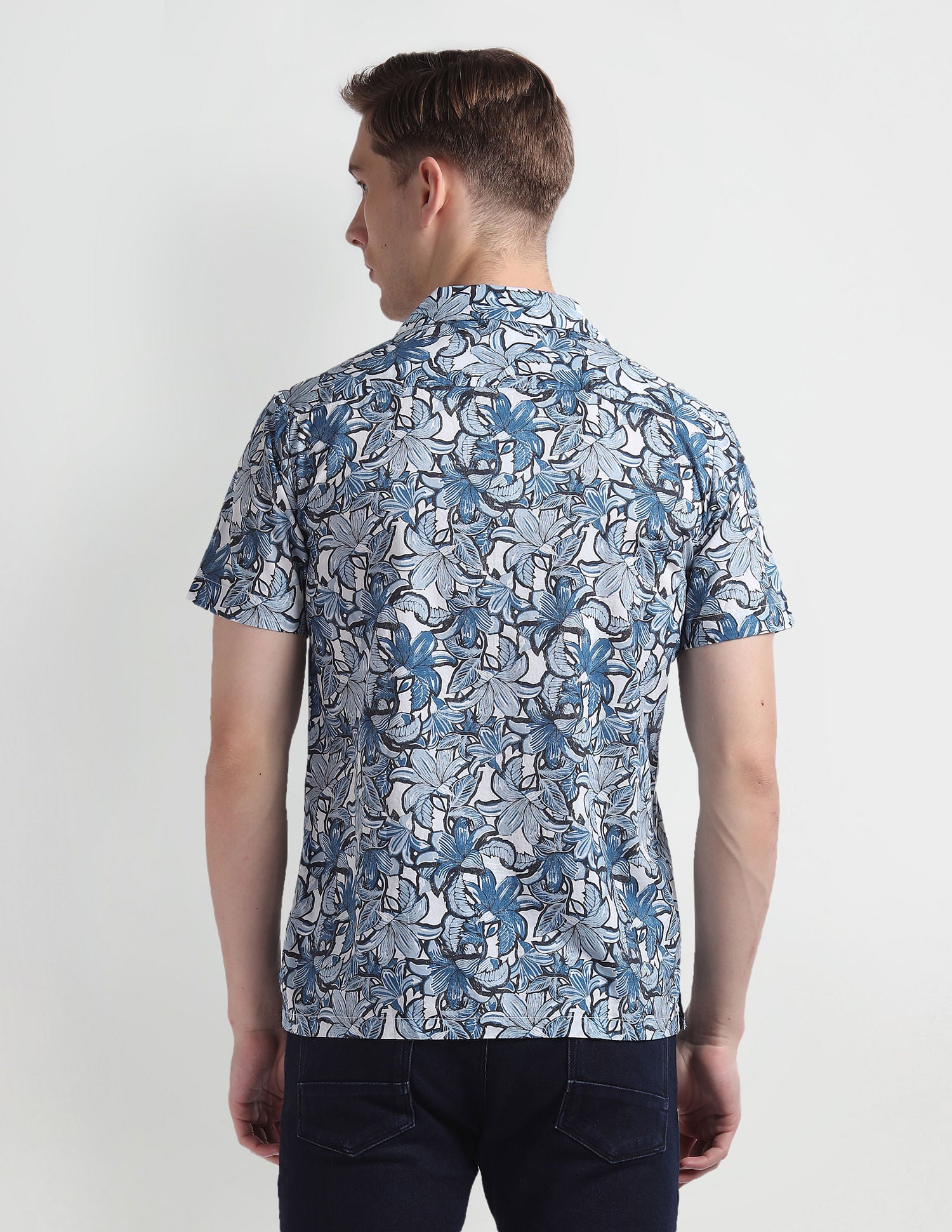 Floral Print Cotton Shirt Blue - U.S. Polo Assn. India | Large