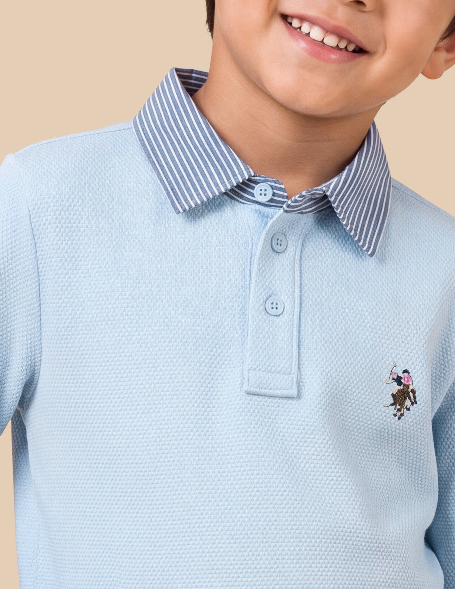 Solid Regular Fit Polo Shirt Light Blue - U.S. Polo Assn. India | Large