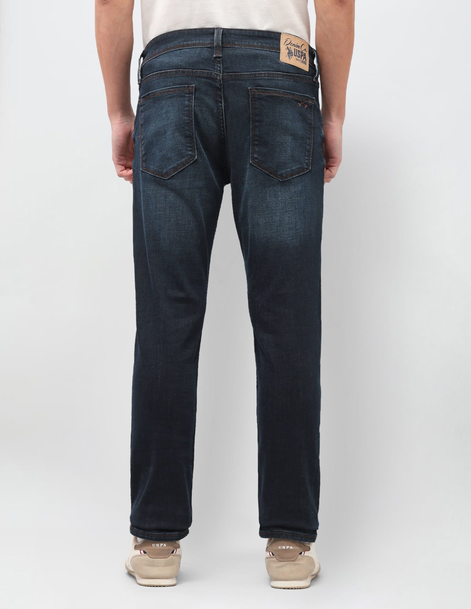 Solid Slim Tapered Jeans Blue - U.S. Polo Assn. India | Large