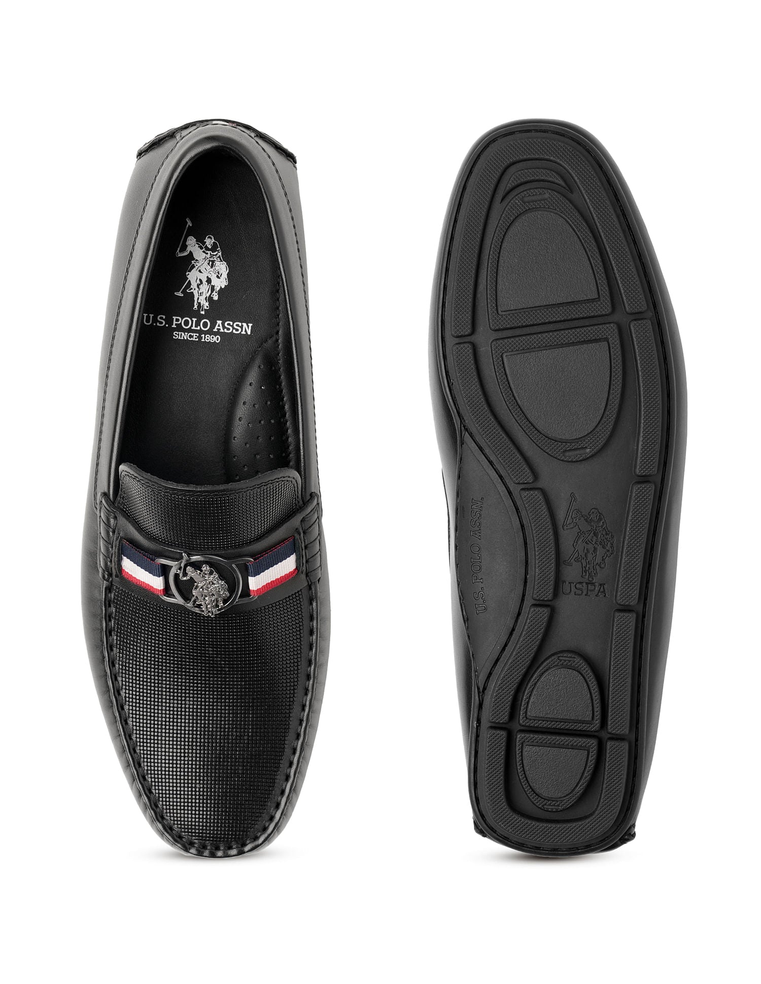 Men Solid Gregor Loafers Black - U.S. Polo Assn. India | Large