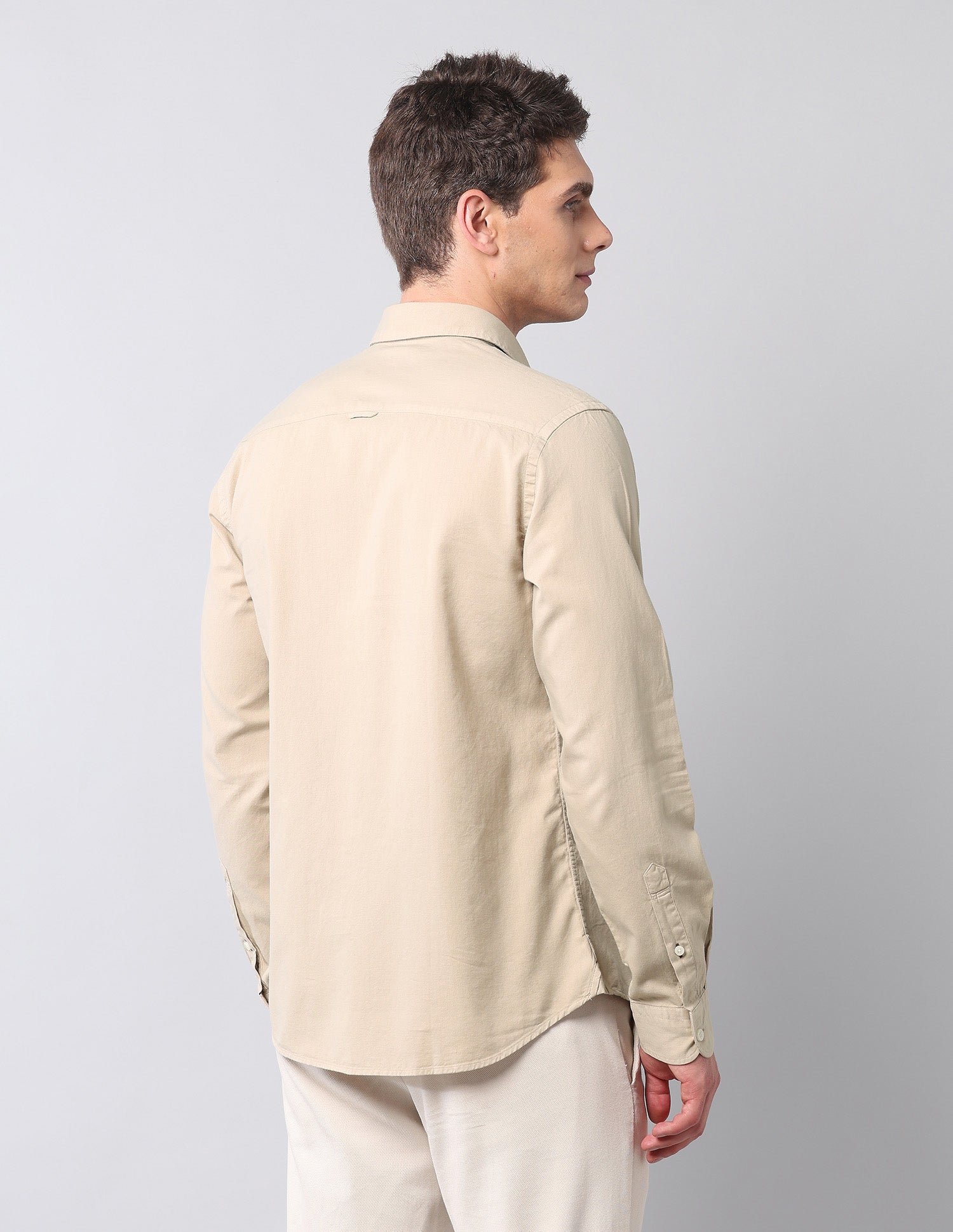 Slim Fit Pure Cotton Twill Shirt Beige - U.S. POLO ASSN. | Large