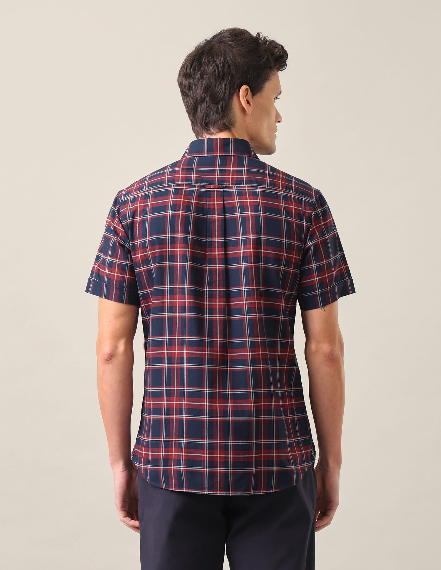 Plaid Checked Tailored Fit Shirt Navy Blue - U.S. Polo Assn. India | Large
