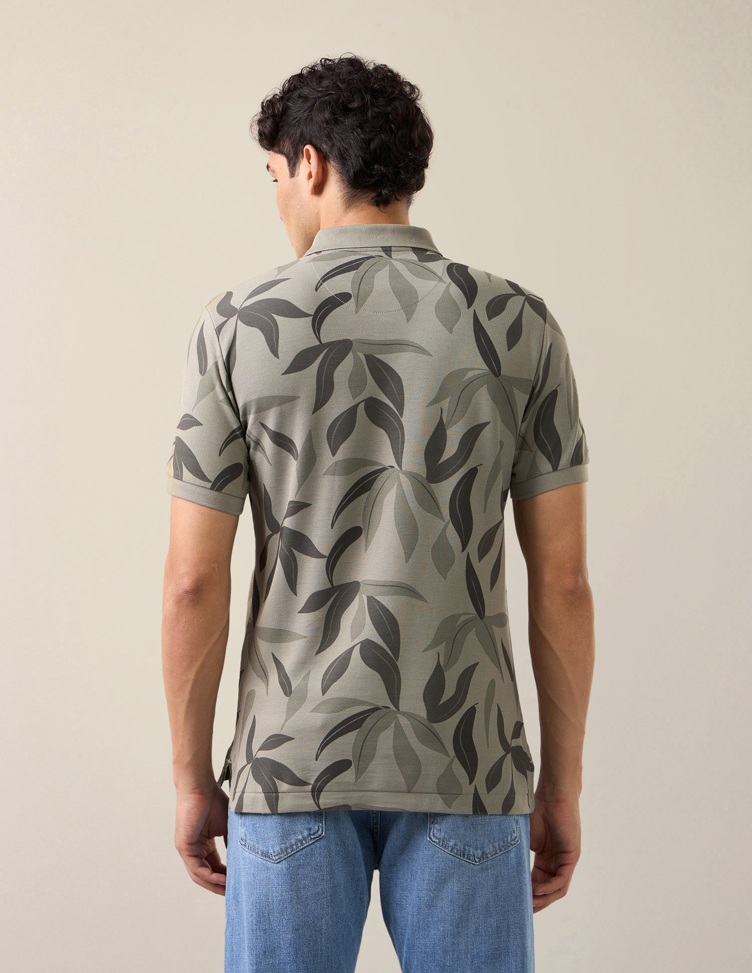 Tropical Printed Slim Fit Polo Shirt Olive - U.S. Polo Assn. India | Large