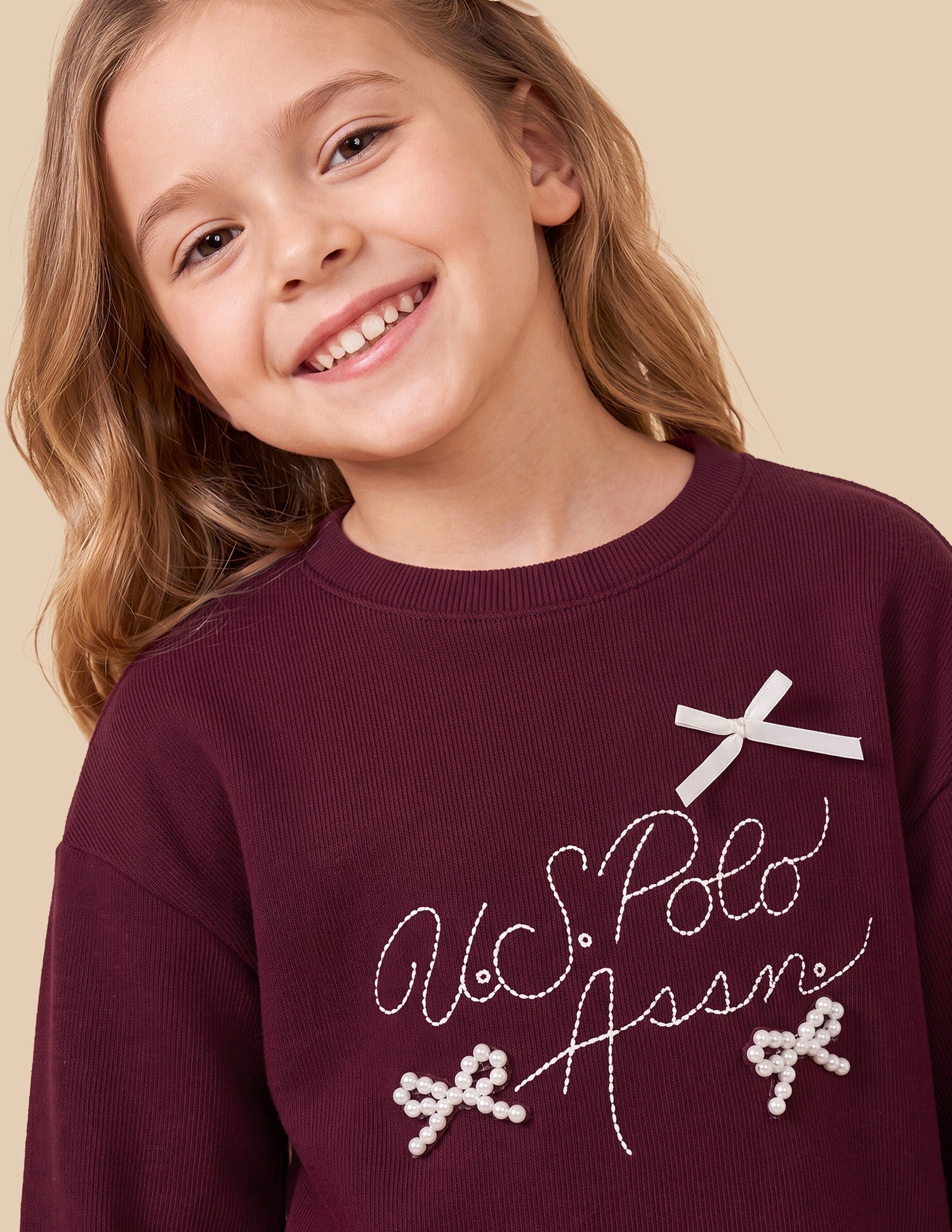 Brand Embroidered Relaxed Fit Sweatshirt Maroon - U.S. Polo Assn. India | Large