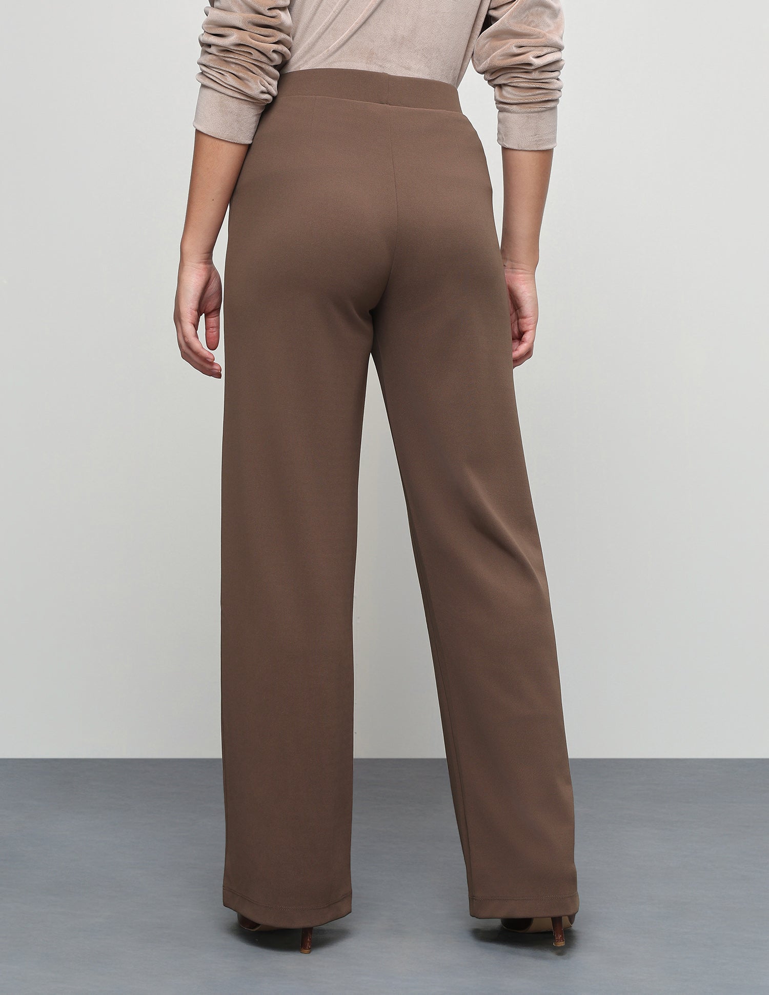 Solid Pintuck Straight Fit Trousers Brown - U.S. Polo Assn. India | Large