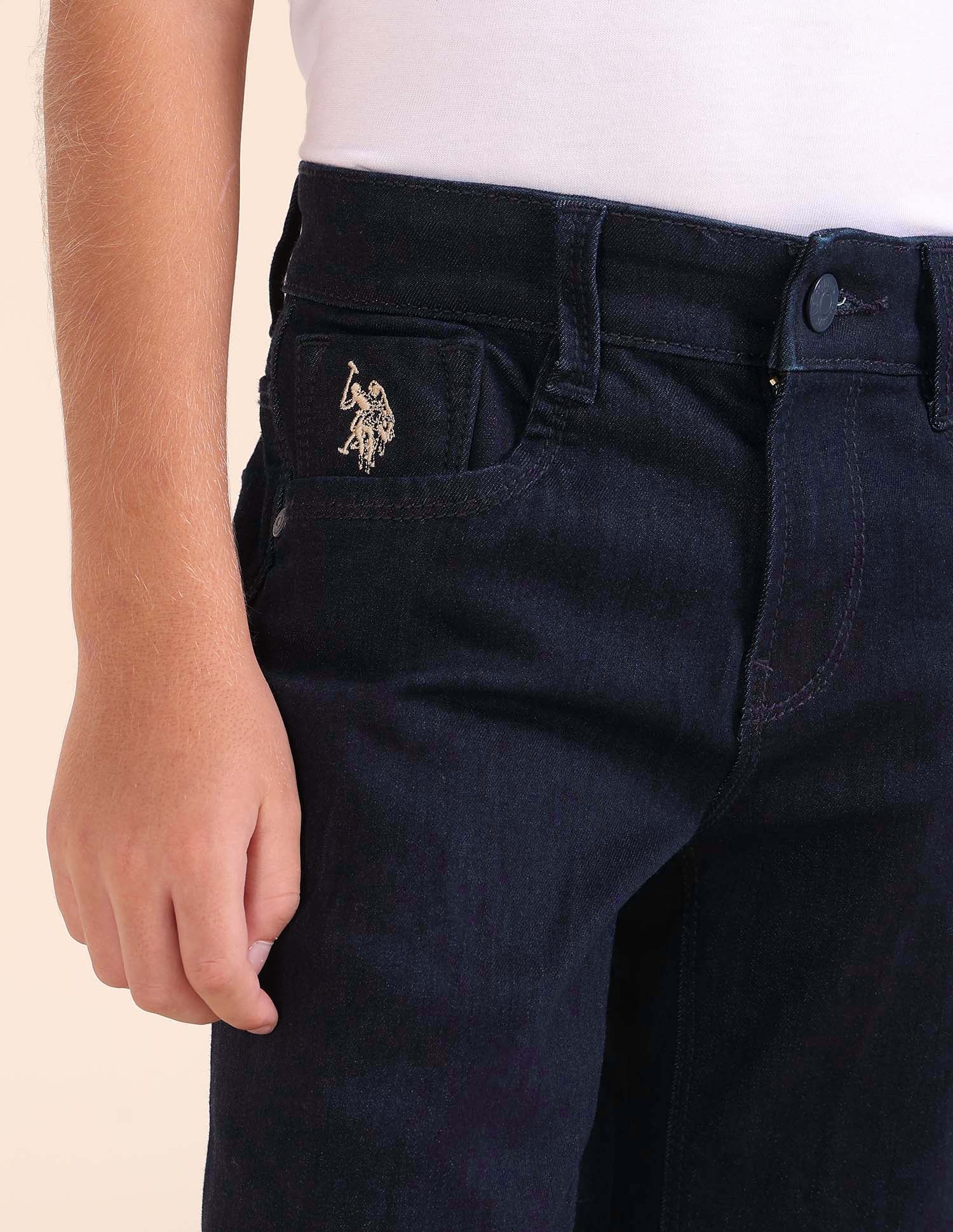 Boys Relaxed Fit Blue Jeans Dark Blue - U.S. POLO ASSN. | Large