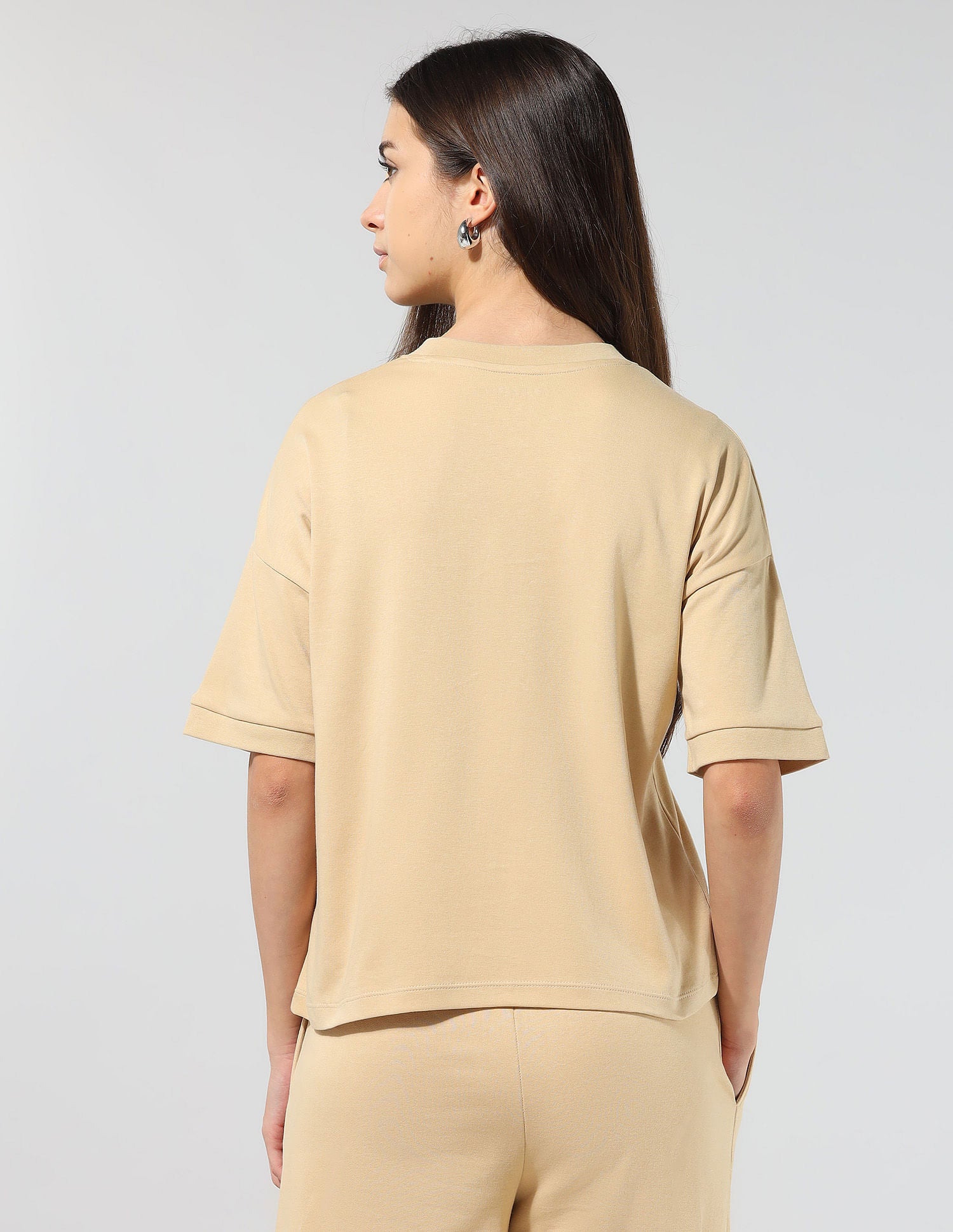 Boxy Fit Solid Lounge T-Shirt Beige - U.S. POLO ASSN. | Large