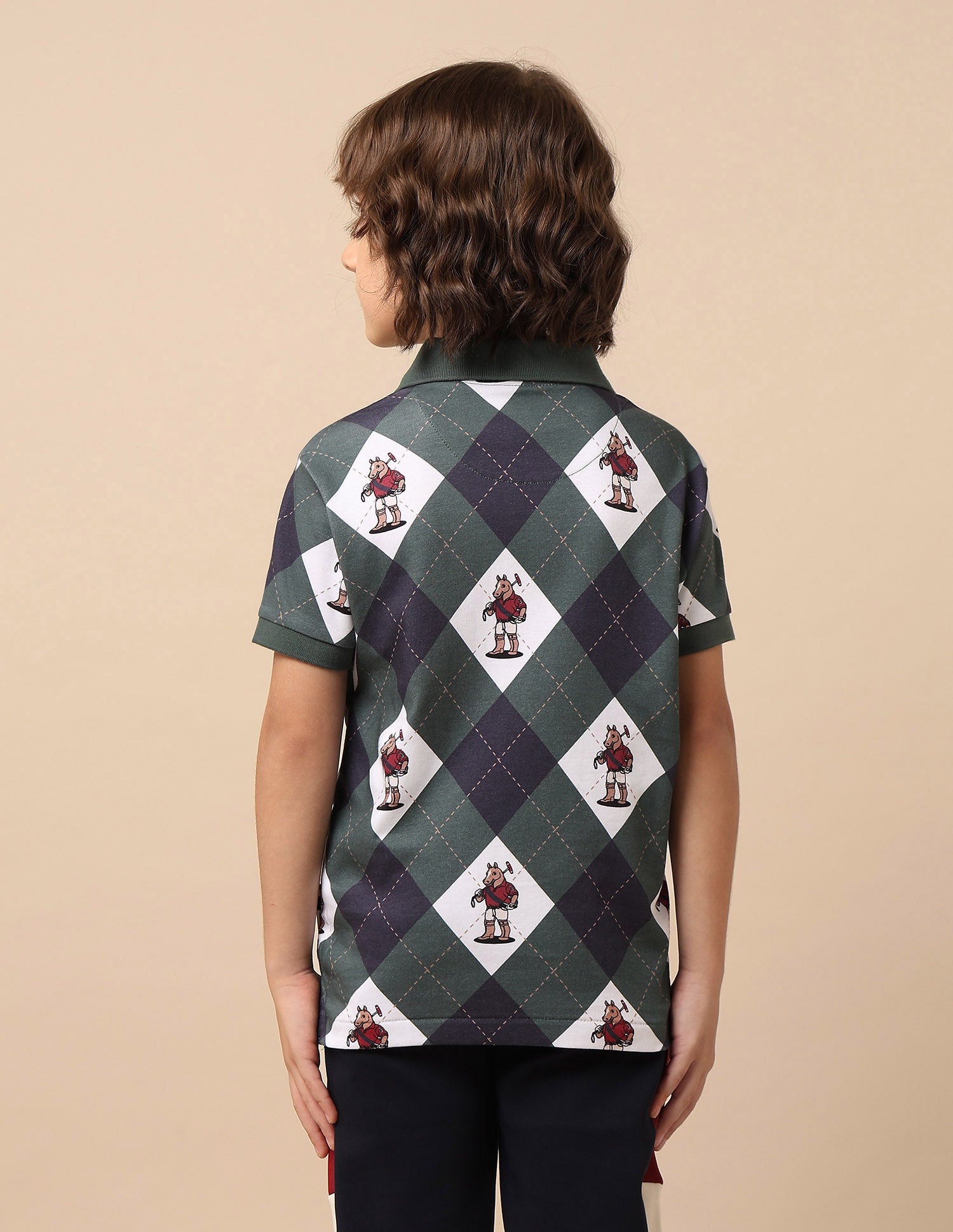Boys Graphic Argyle Printed Polo Shirt Dark Green - U.S. POLO ASSN. | Large