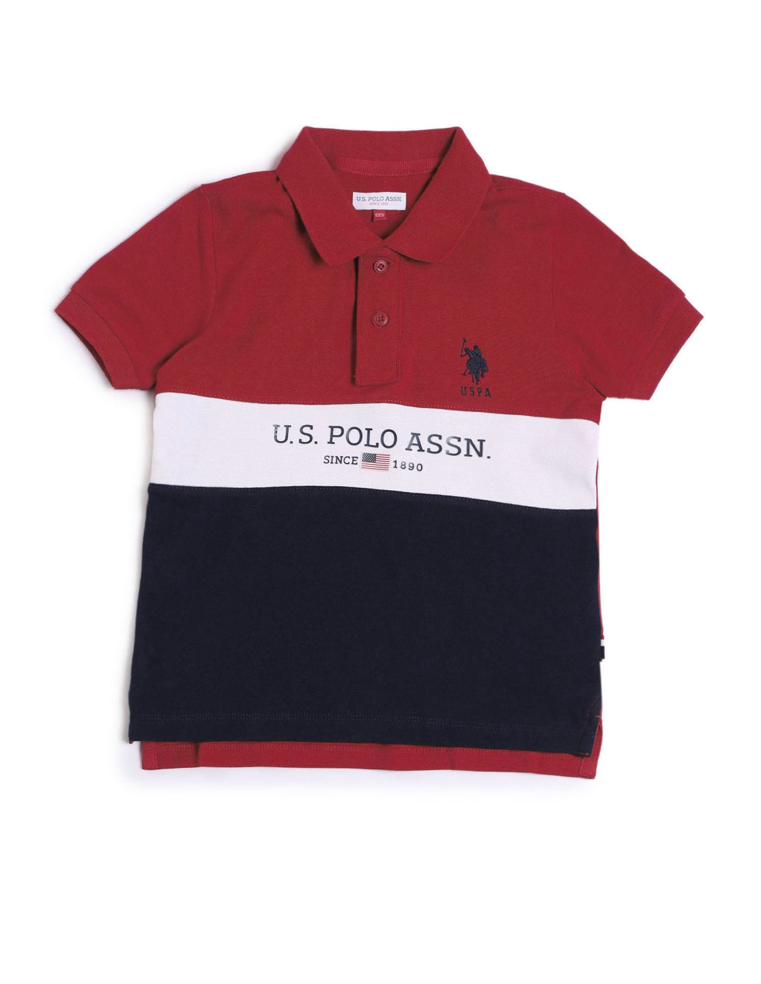 Boys Colourblock Regular Fit Polo Shirt Medium Red - U.S. POLO ASSN. | Large