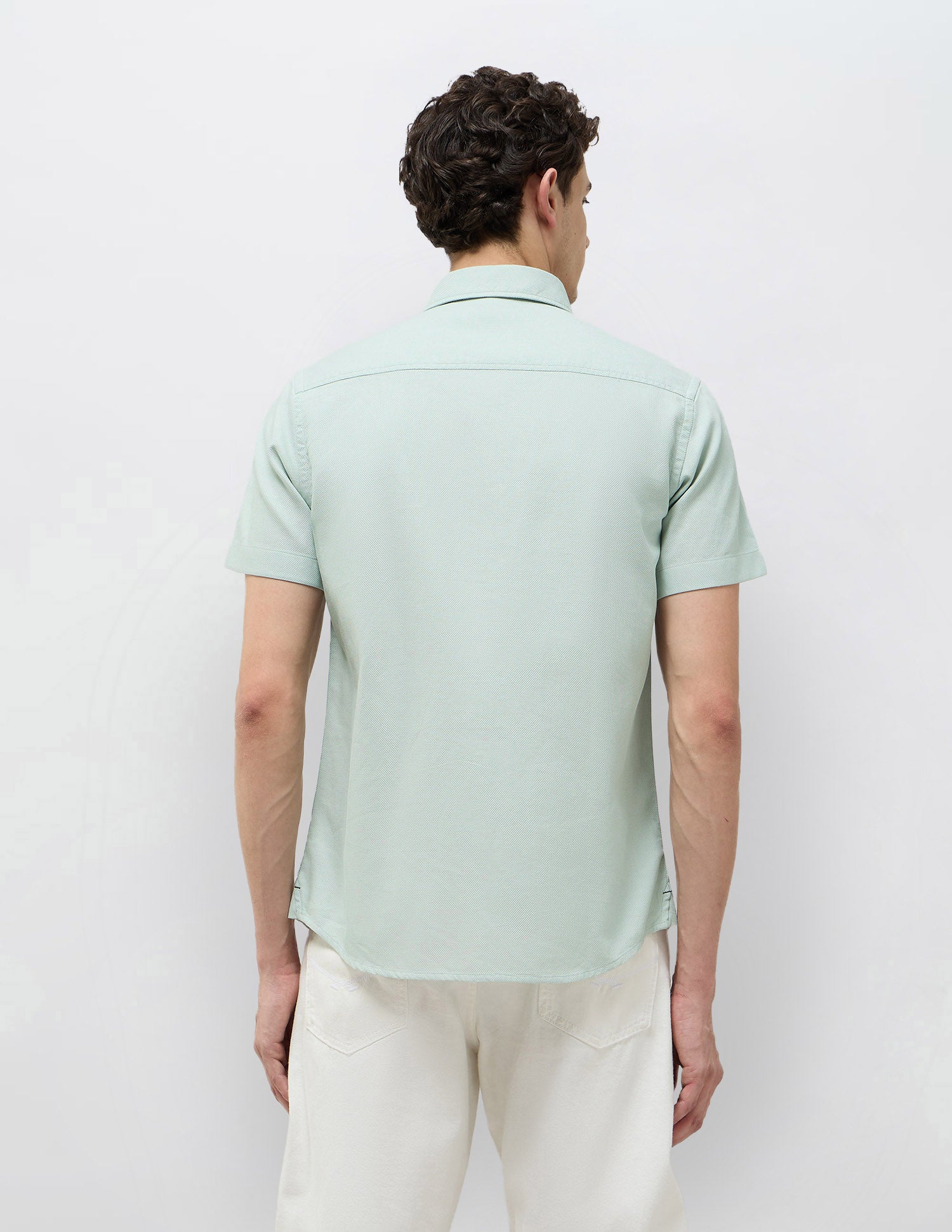 Textured Regular Fit Shirt Light Green - U.S. Polo Assn. India | Large