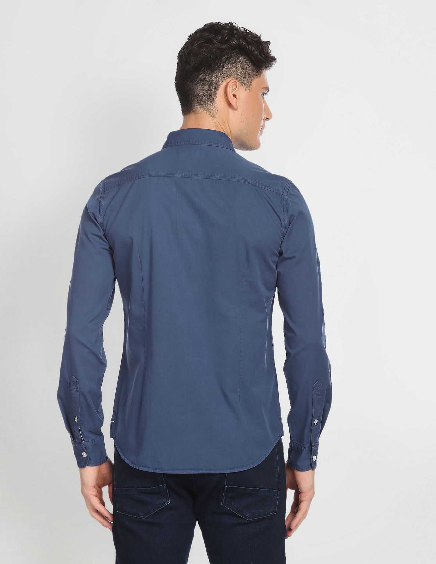 Cotton Twill Slim Fit Shirt Blue - U.S. POLO ASSN. | Large