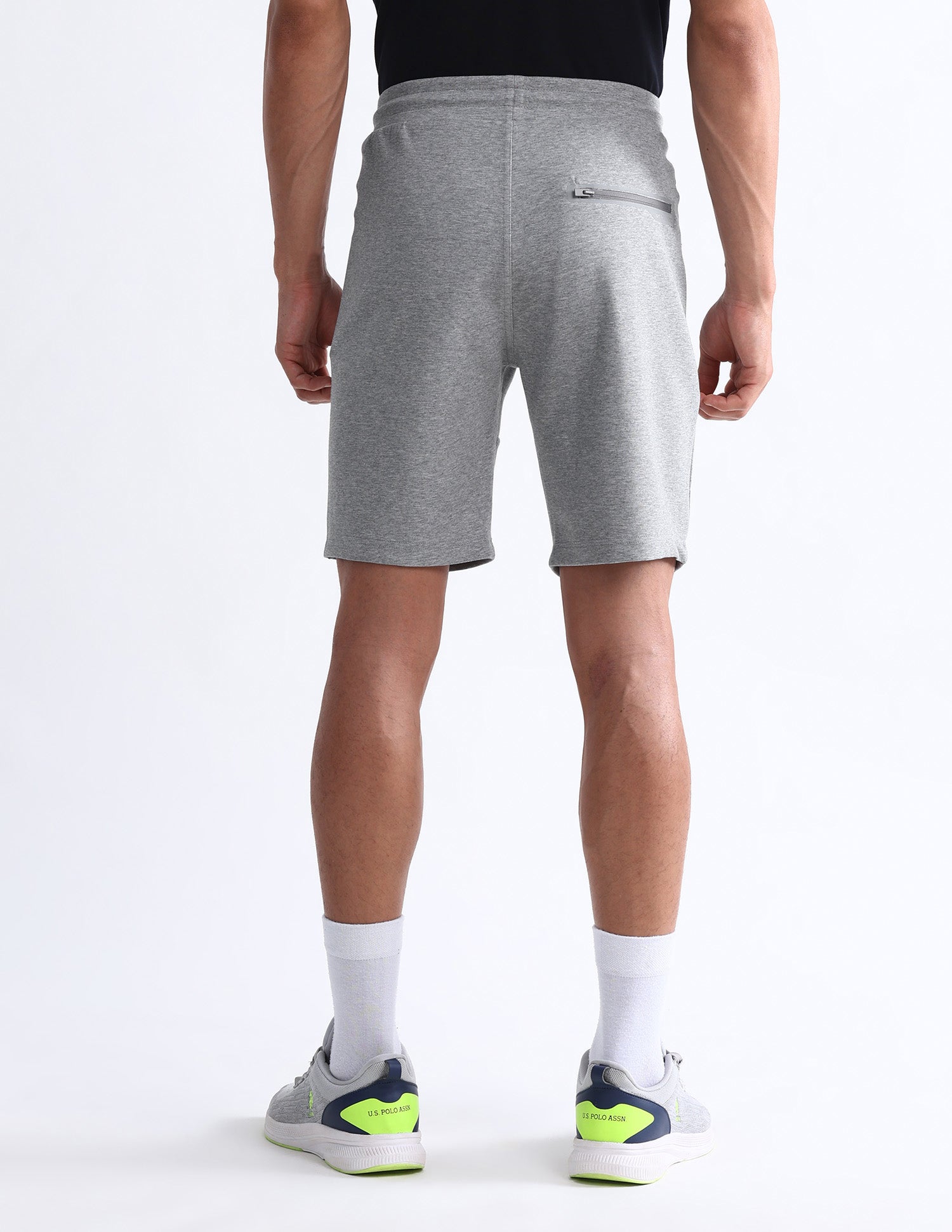 Heathered Slim Fit Active Shorts Grey - U.S. Polo Assn. India | Large