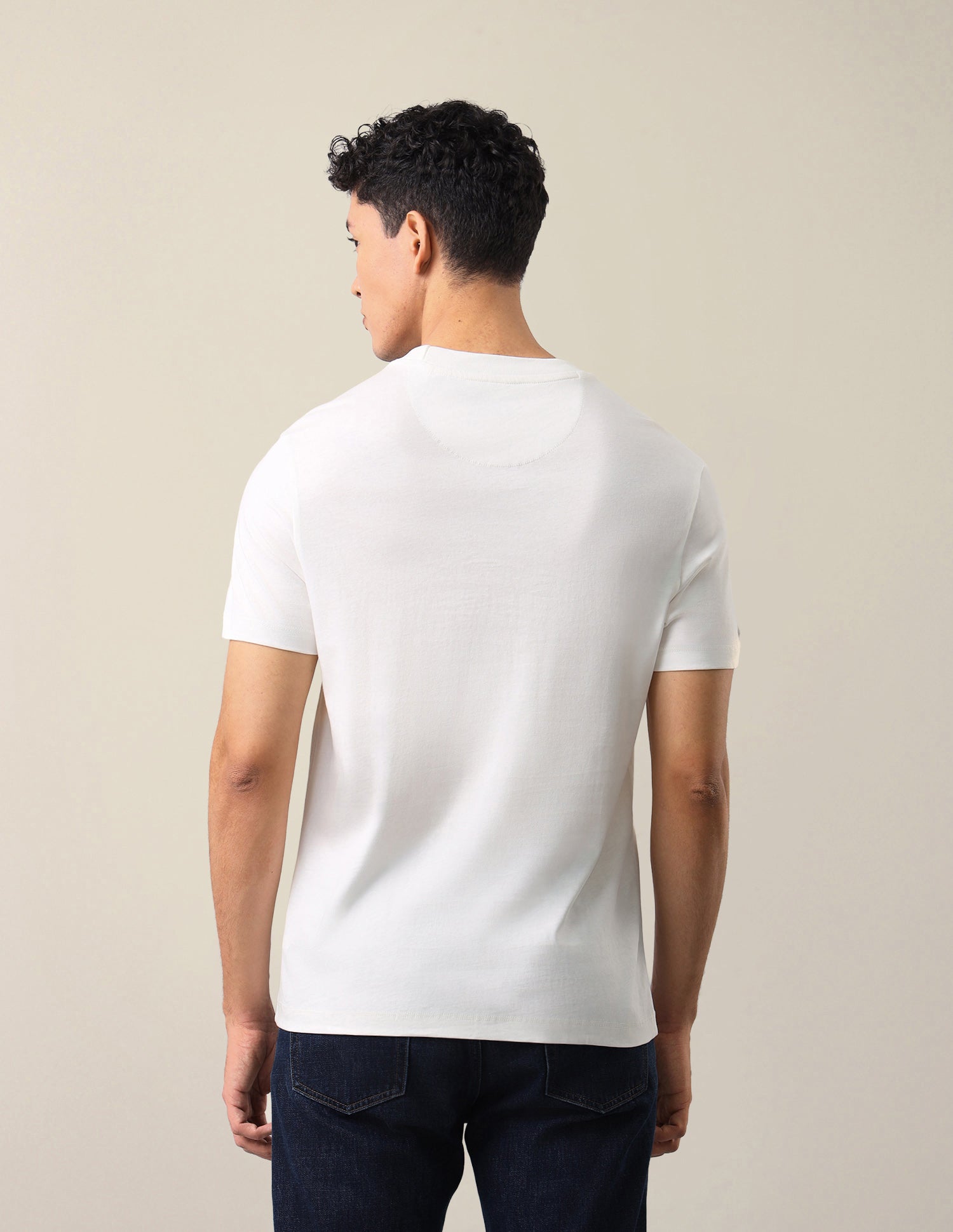 Graphic Brand Embroidered Slim Fit T-Shirt Ivory - U.S. Polo Assn. India | Large