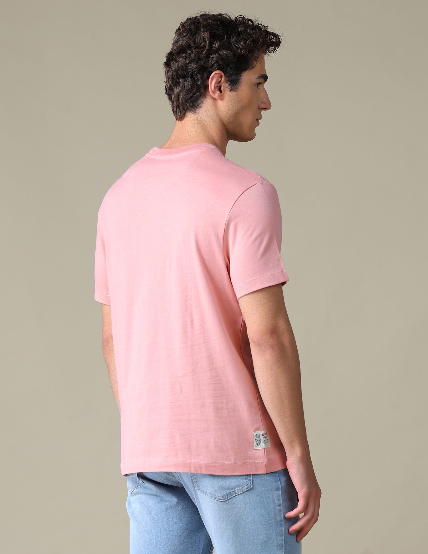 Graphic Brand Printed Slim Fit T-Shirt Light Pink - U.S. Polo Assn. India | Large