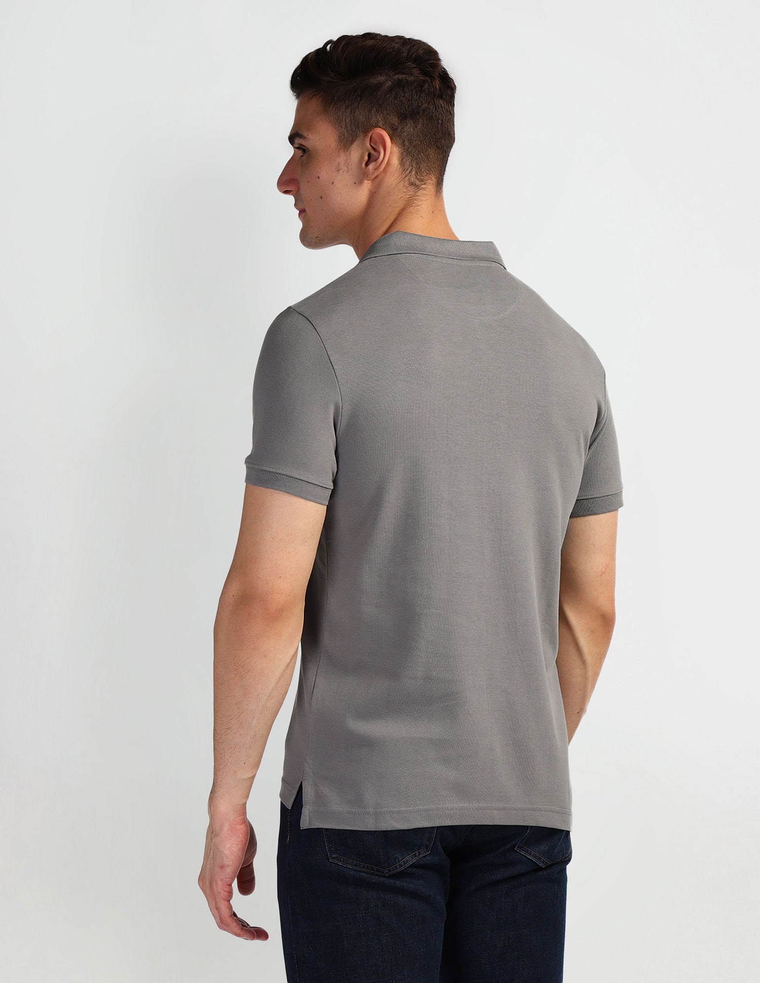 Brand Print Pique Polo Shirt Grey - U.S. POLO ASSN. | Large