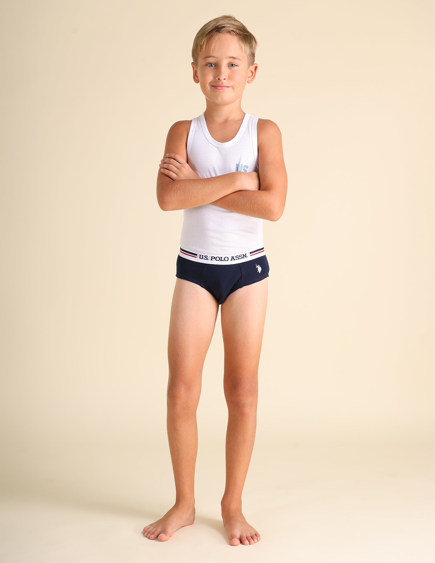 Mid Rise Cotton Spandex EKB03 Briefs - Pack Of 3 Black, White and Navy - U.S. POLO ASSN. | Large
