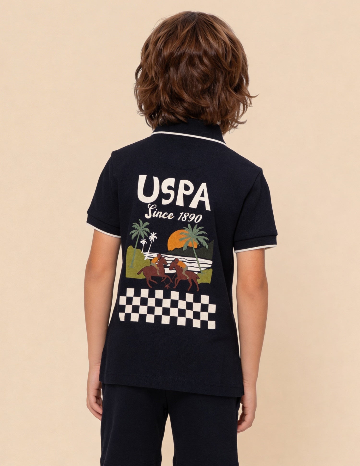Graphic Brand Printed Regular Fit Polo Shirt Navy - U.S. Polo Assn. India | Large