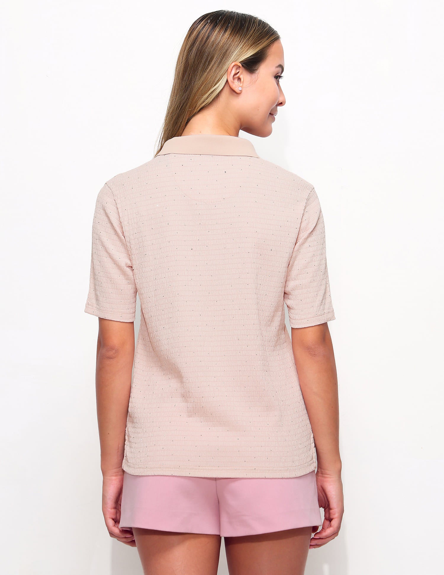Embellished Textured Polo Shirt Pink - U.S. Polo Assn. India | Large