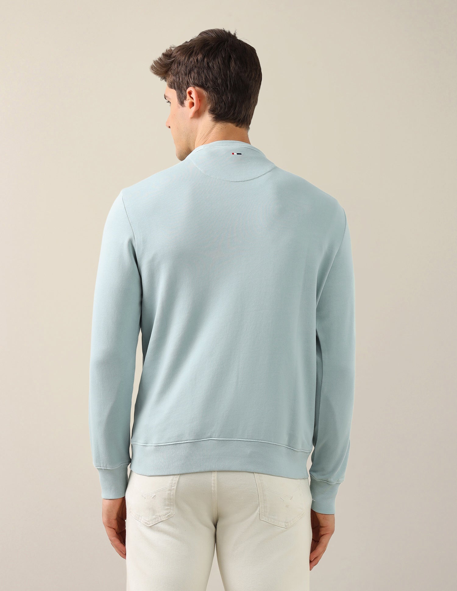 Solid Regular Fit Sweatshirt Aqua - U.S. Polo Assn. India | Large