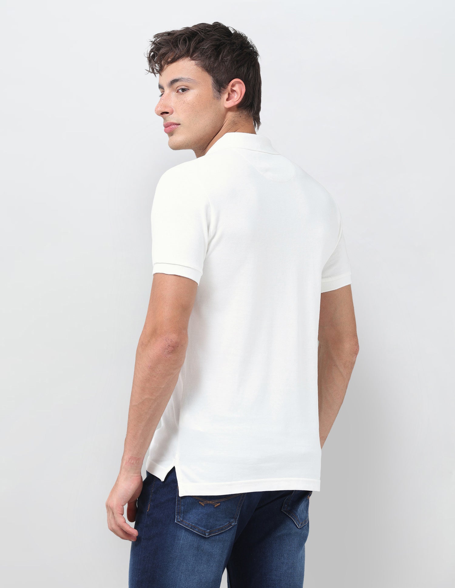 Solid Slim Fit Polo Shirt Ivory - U.S. Polo Assn. India | Large