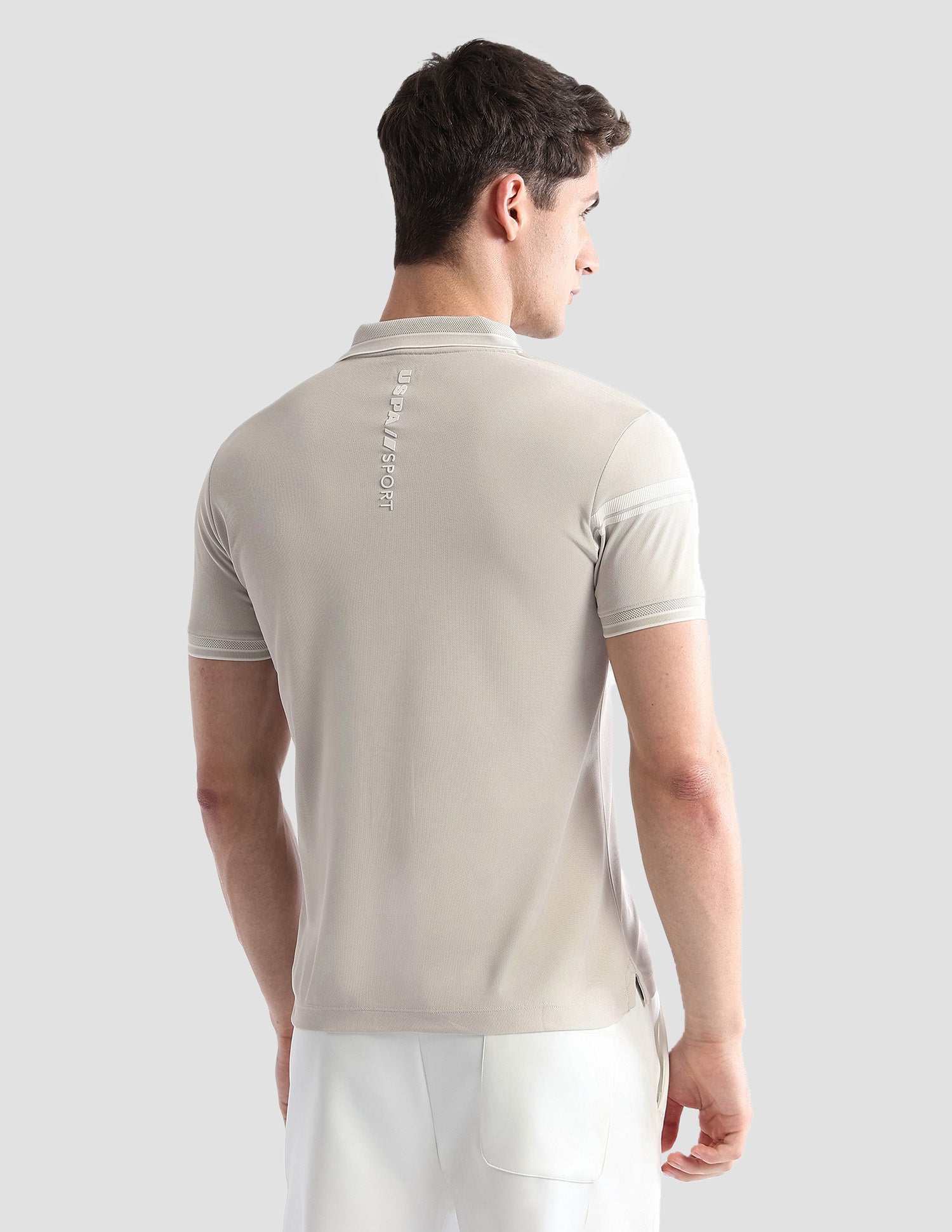 Solid Regular Fit Active Polo Shirt Beige - U.S. POLO ASSN. | Large