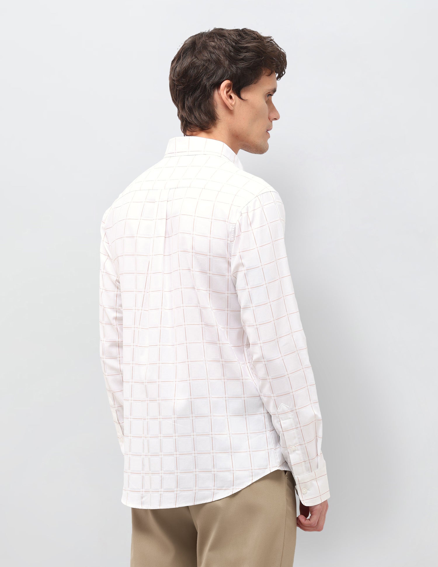 Windowpane Checked Satin Shirt White - U.S. Polo Assn. India | Large