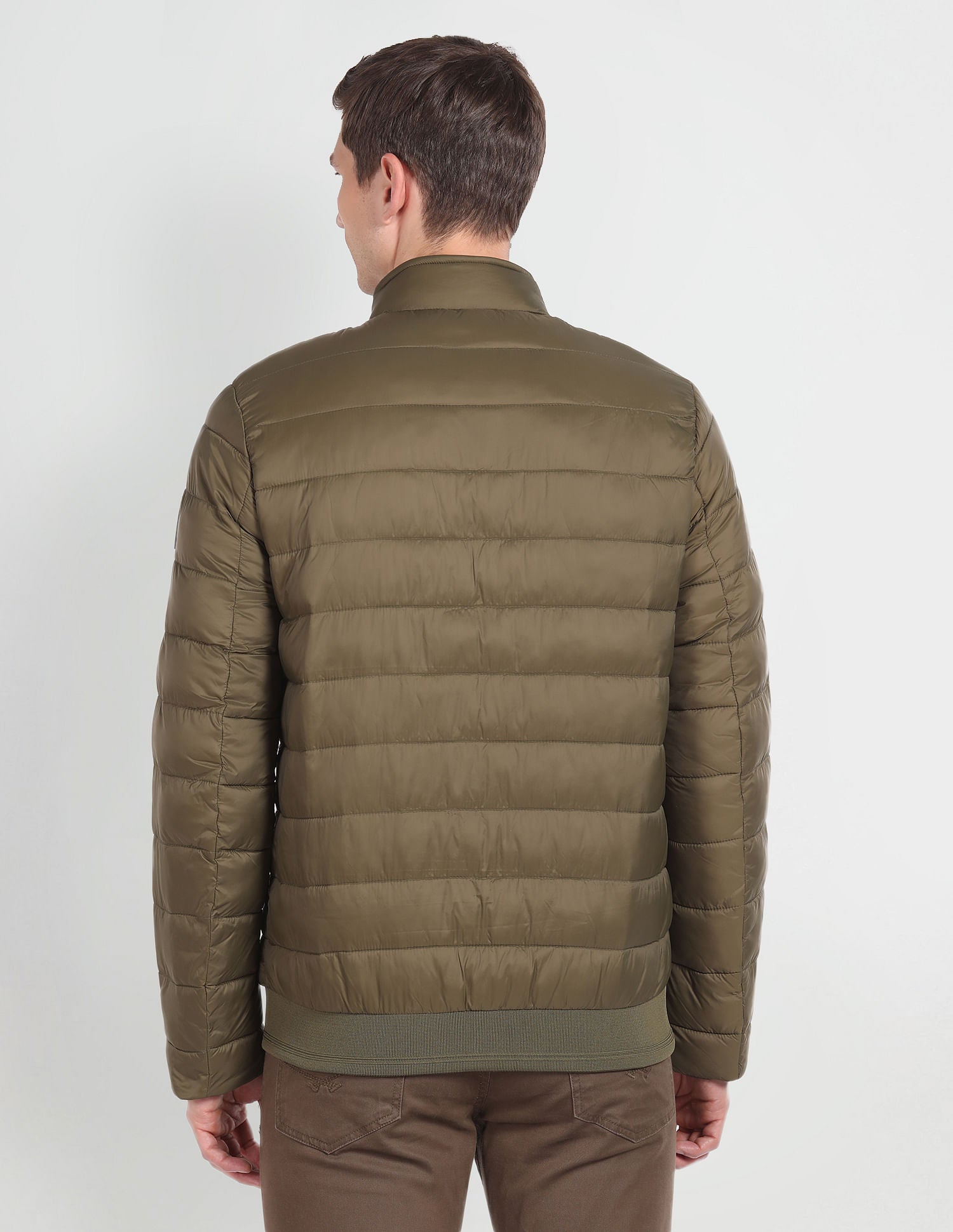 High Neck Solid Puffer Jacket Olive - U.S. POLO ASSN. | Large