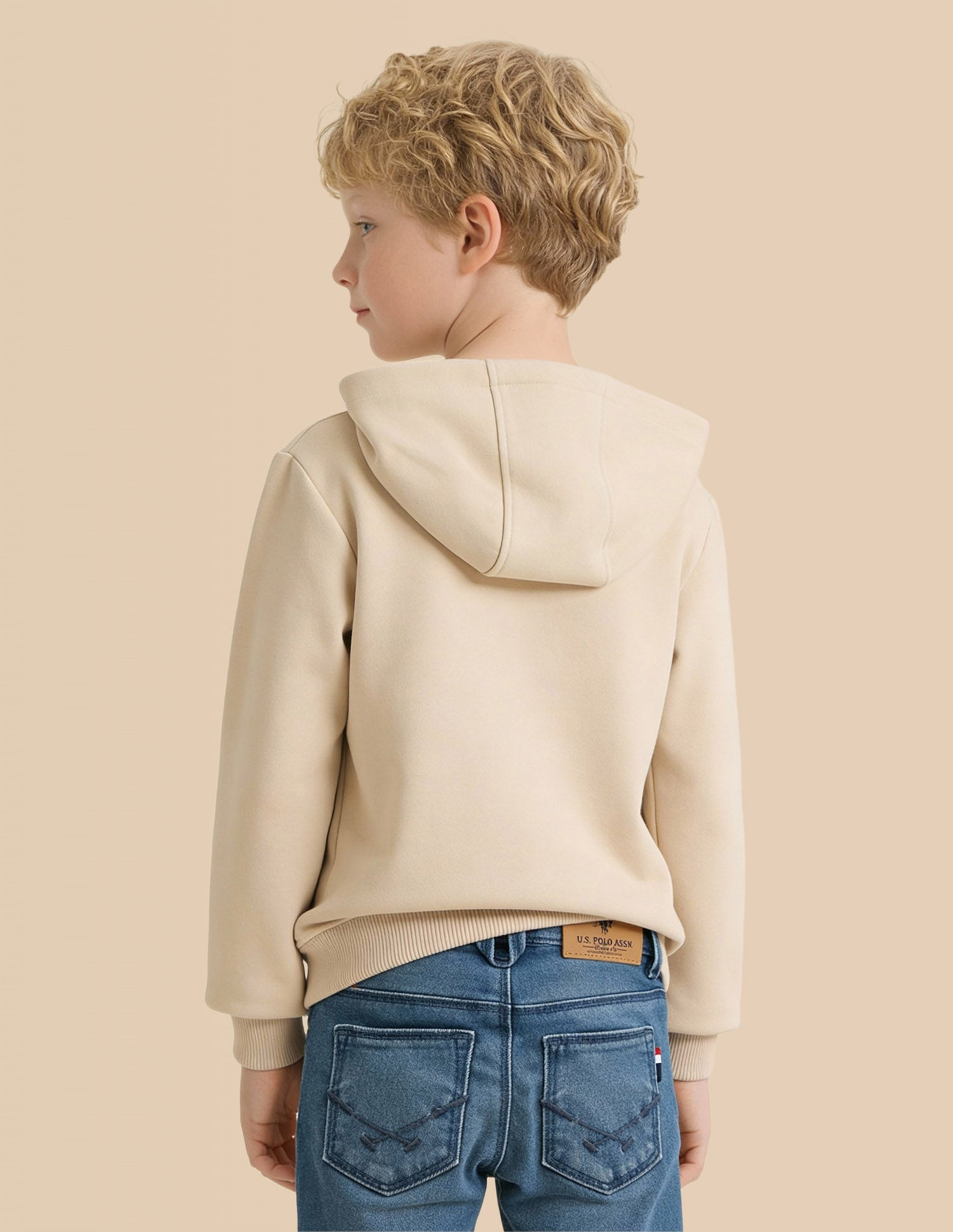 Boys Mini Me Embroidered Sweatshirt Beige - U.S. Polo Assn. India | Large