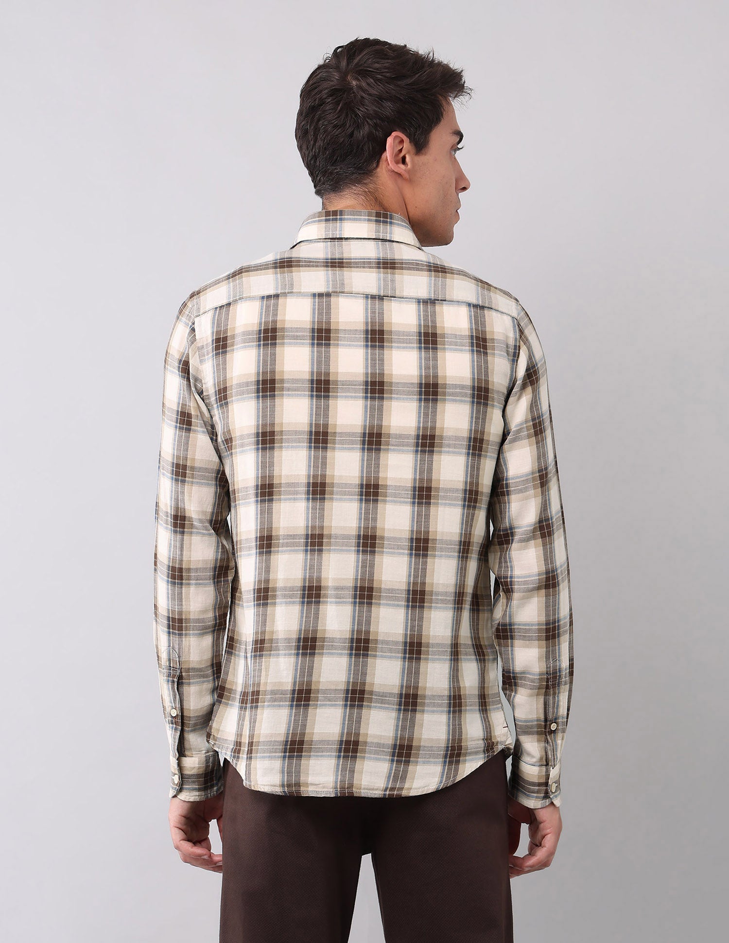 Plaid Checked Pure Cotton Shirt Off White - U.S. Polo Assn. India | Large