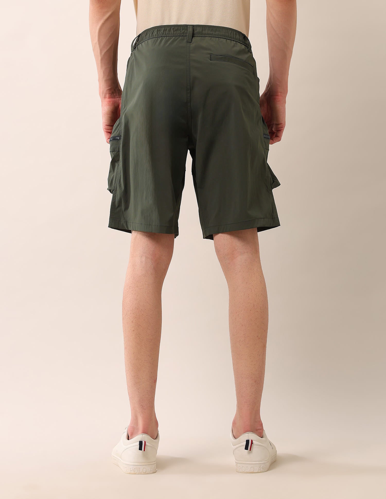 Regular Fit Solid Cargo Shorts Olive - U.S. Polo Assn. India | Large