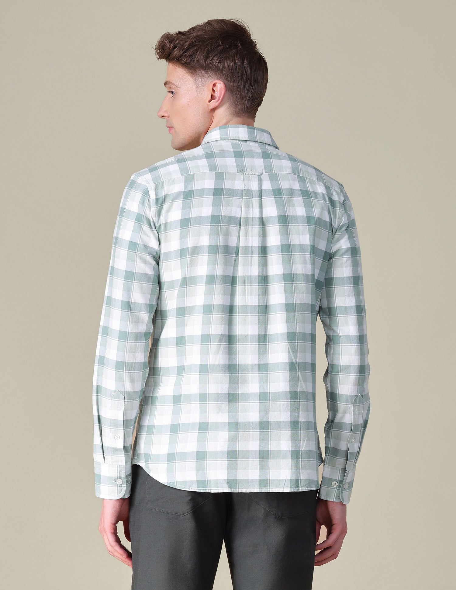 Grid Tattersall Checked Tailored Fit Shirt Light Green - U.S. POLO ASSN. | Large