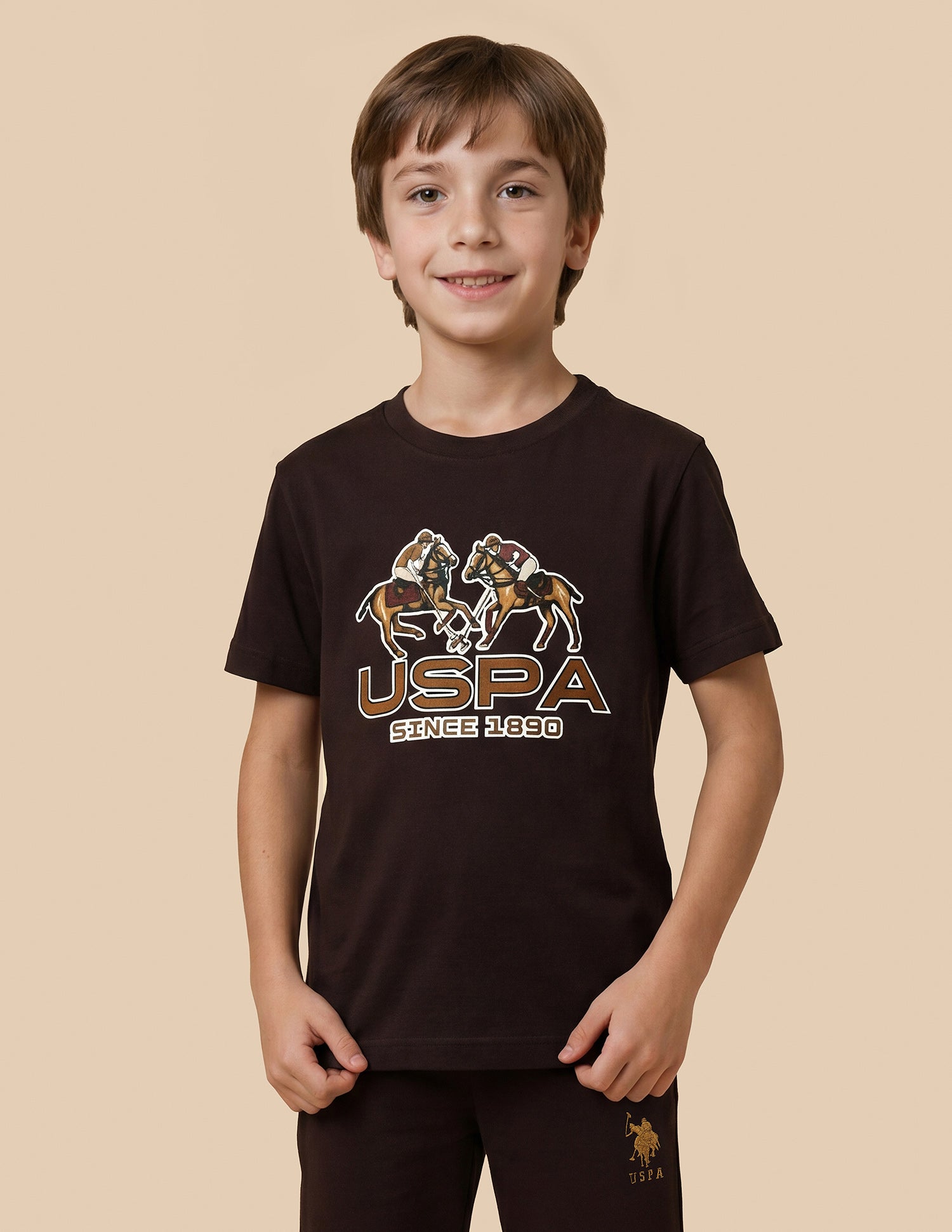 Graphic Brand Printed Regular Fit T-Shirt Dark Brown - U.S. Polo Assn. India | Large