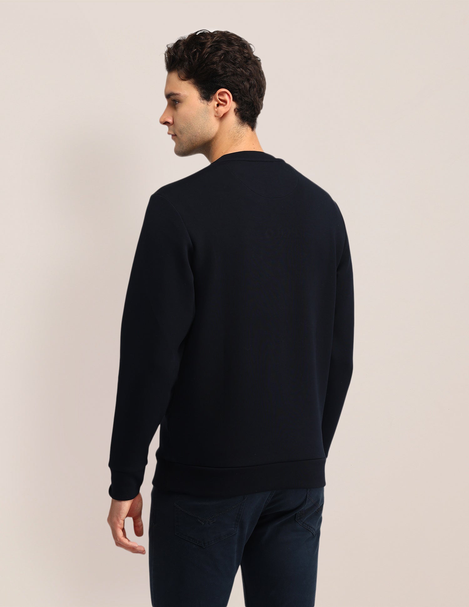 Brand Printed Regular Fit Sweatshirt Navy - U.S. Polo Assn. India | Large