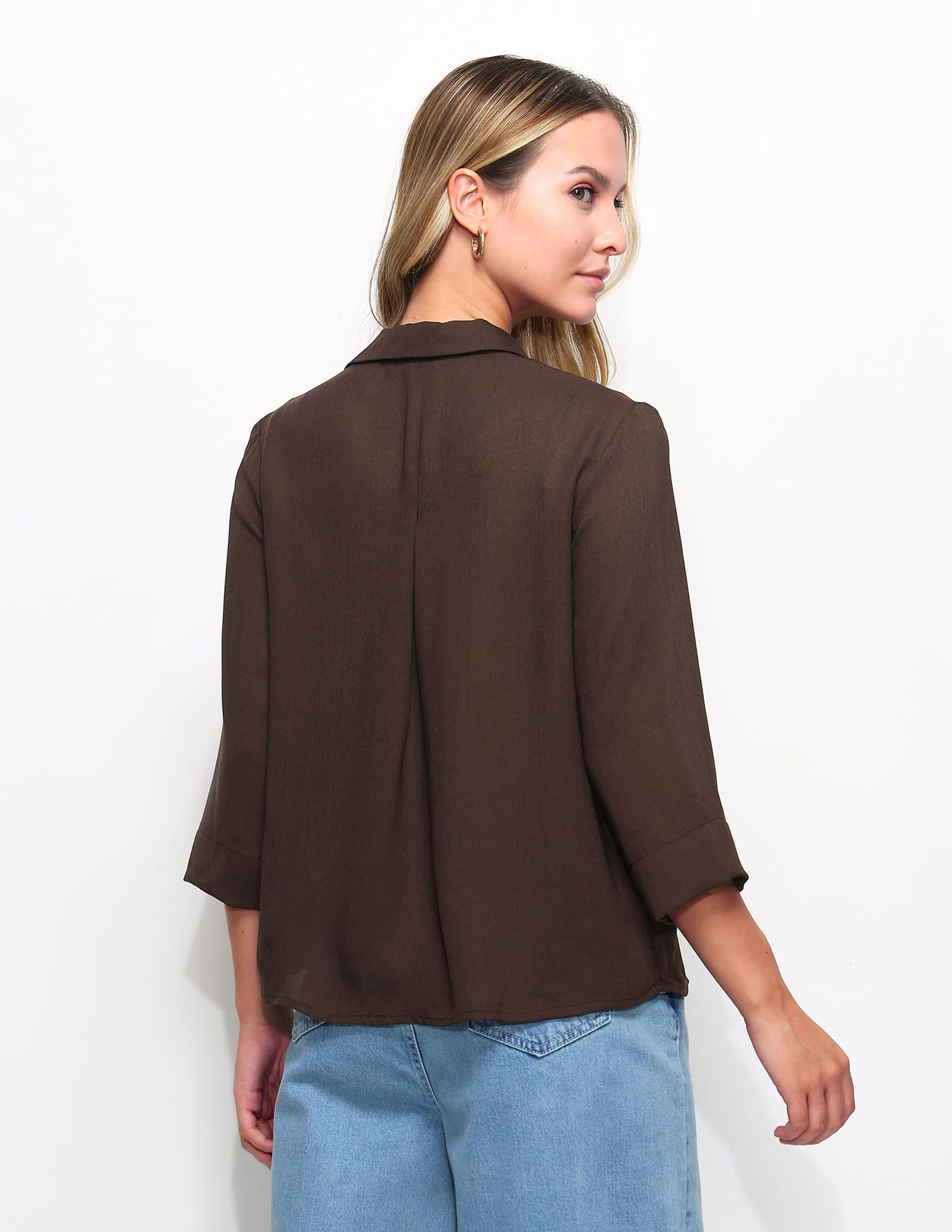 Textured Knotch Collar Top Brown - U.S. Polo Assn. India | Large