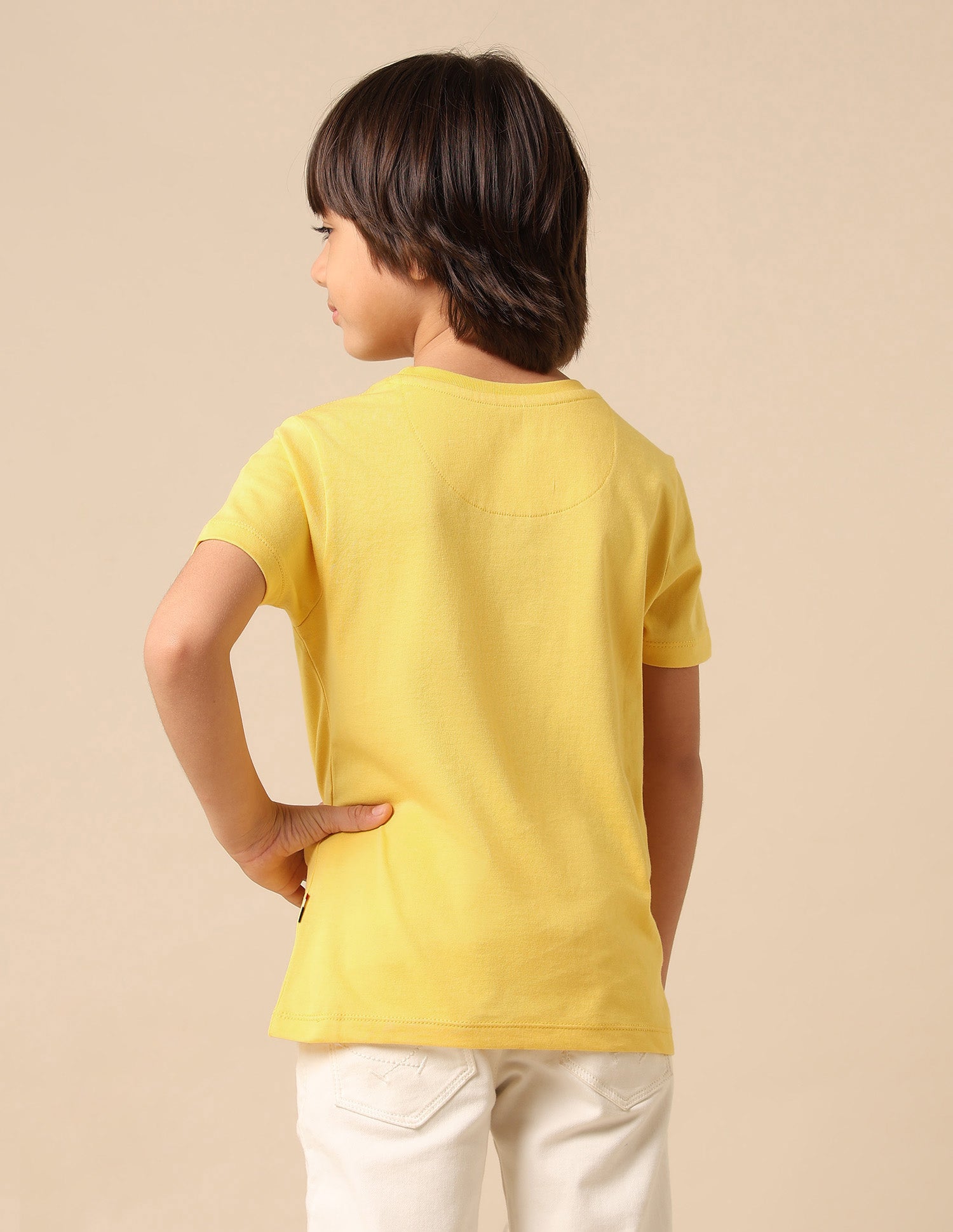 Boys Graphic Brand Printed Regular Fit T Shirt Yellow - U.S. POLO ASSN. | Large