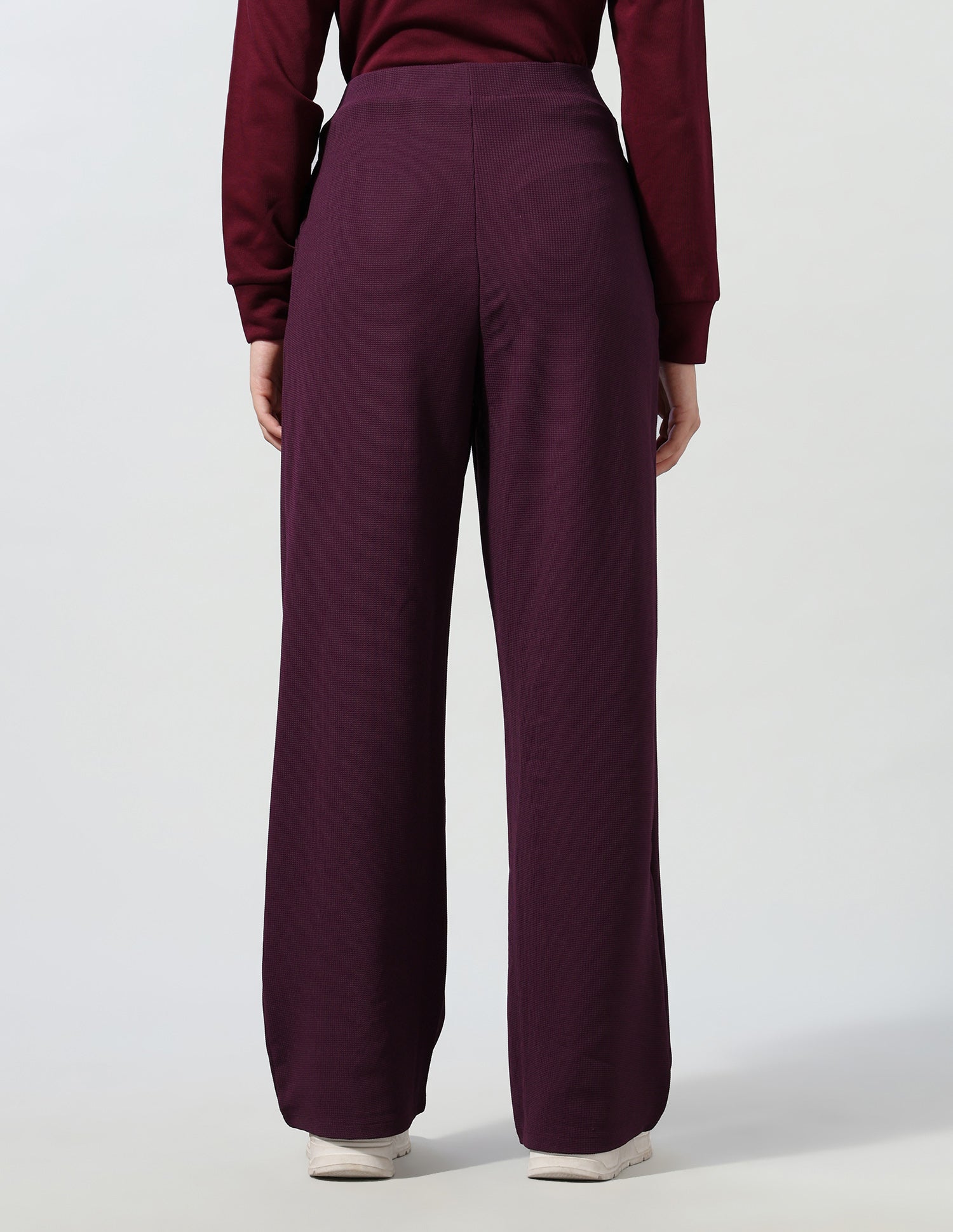 Waffle Textured Wide Leg Fit Pants Wine - U.S. Polo Assn. India | Large