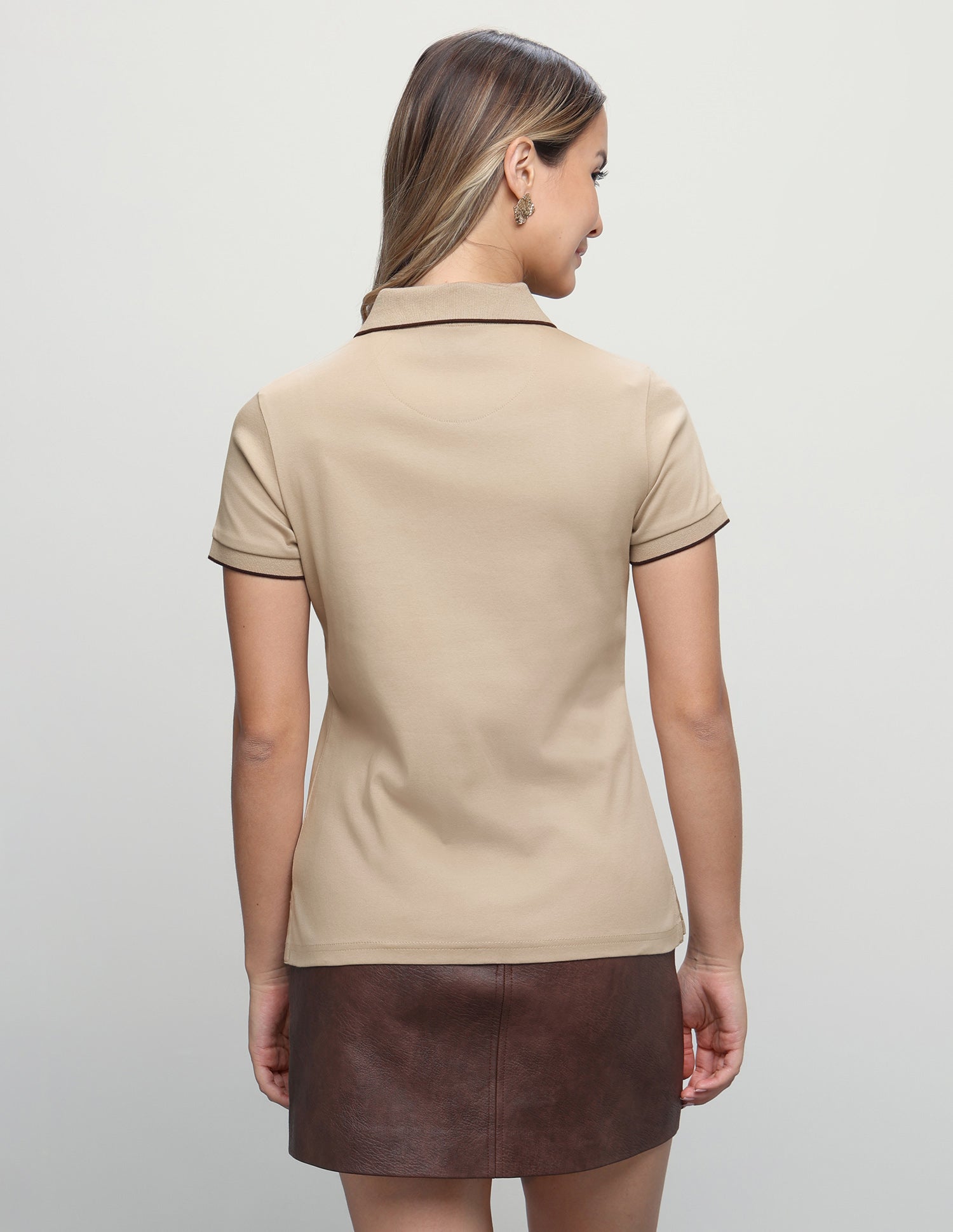 Solid Regular Fit Polo Shirt Beige - U.S. Polo Assn. India | Large