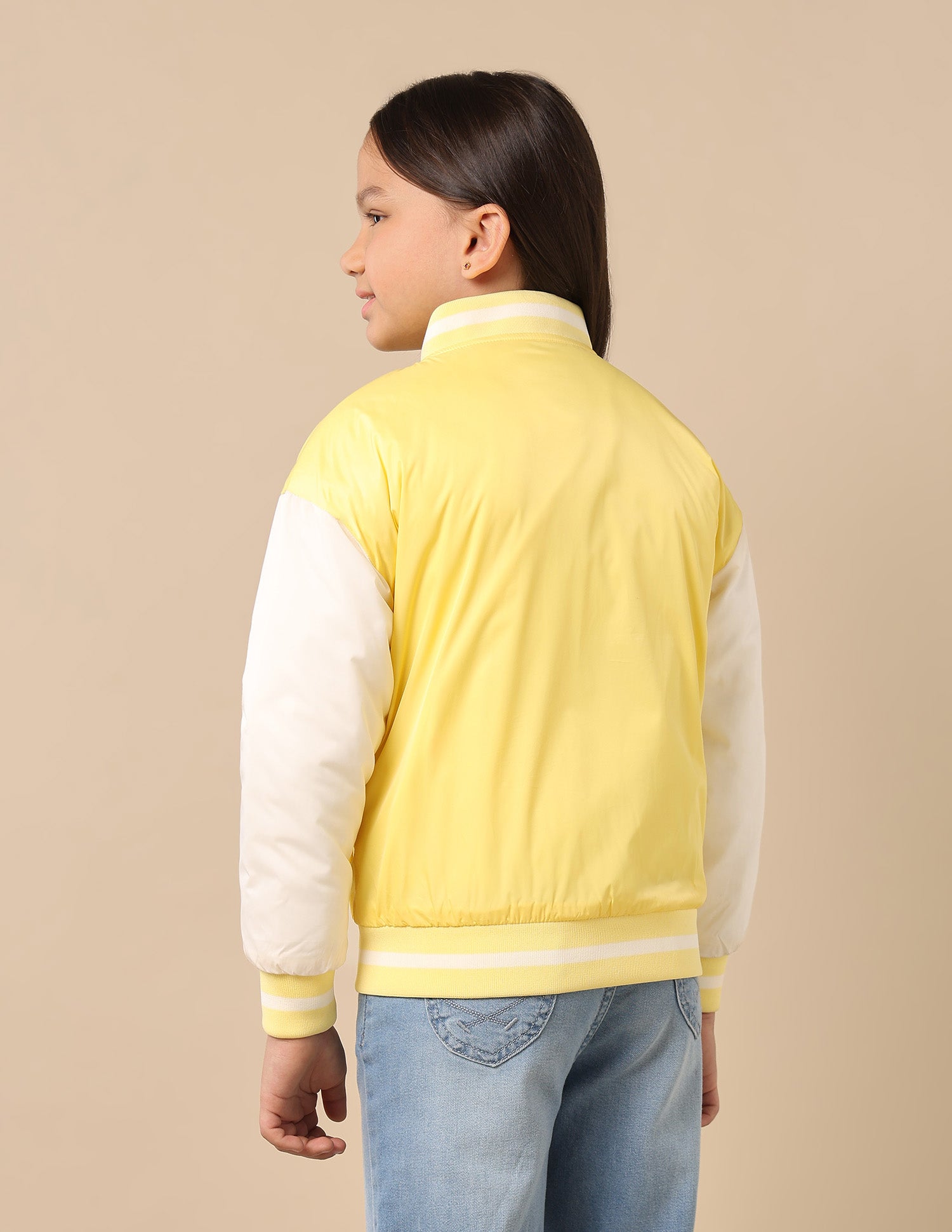 Girls Color Block Varsity Jacket Yellow - U.S. POLO ASSN. | Large