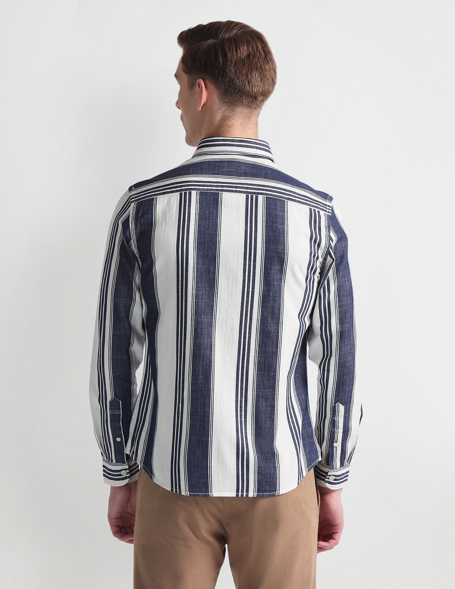 Vertical Stripe Slim Fit Shirt Indigo - U.S. POLO ASSN. | Large