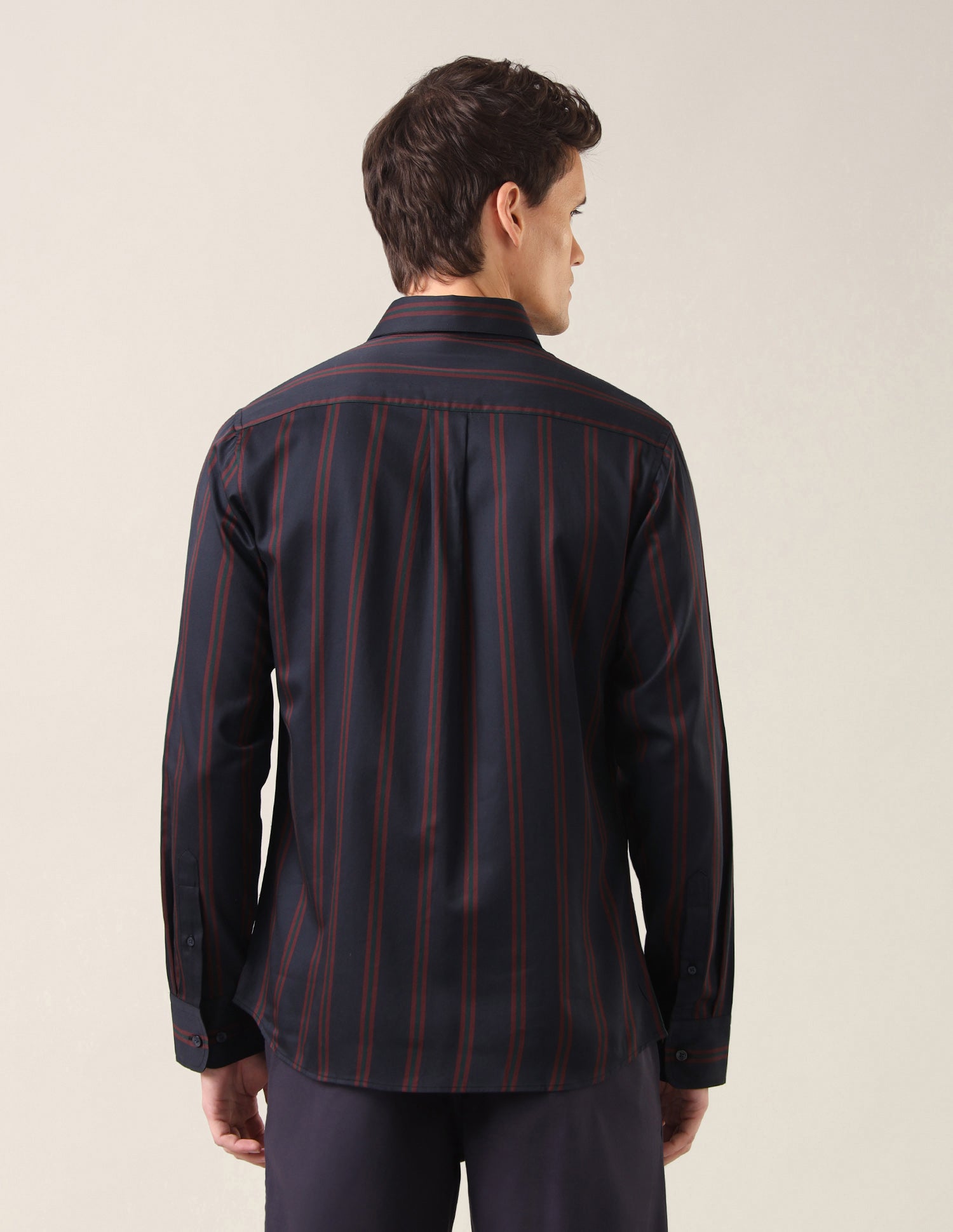 Vertical Striped Satin Shirt Navy - U.S. Polo Assn. India | Large