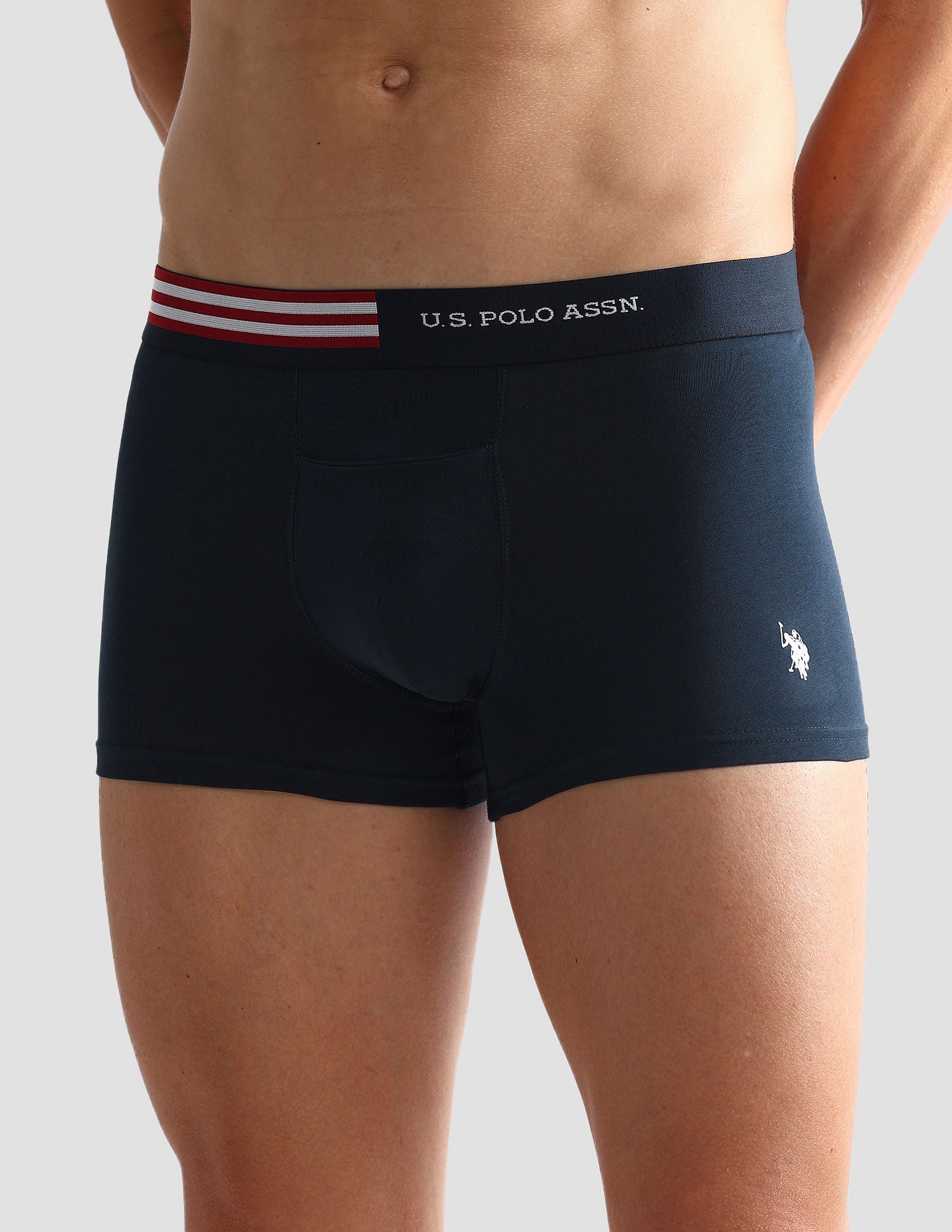 Flag Elastic Antibacterial OET06 Trunks - Pack Of 2 Navy and Black - U.S. POLO ASSN. | Large