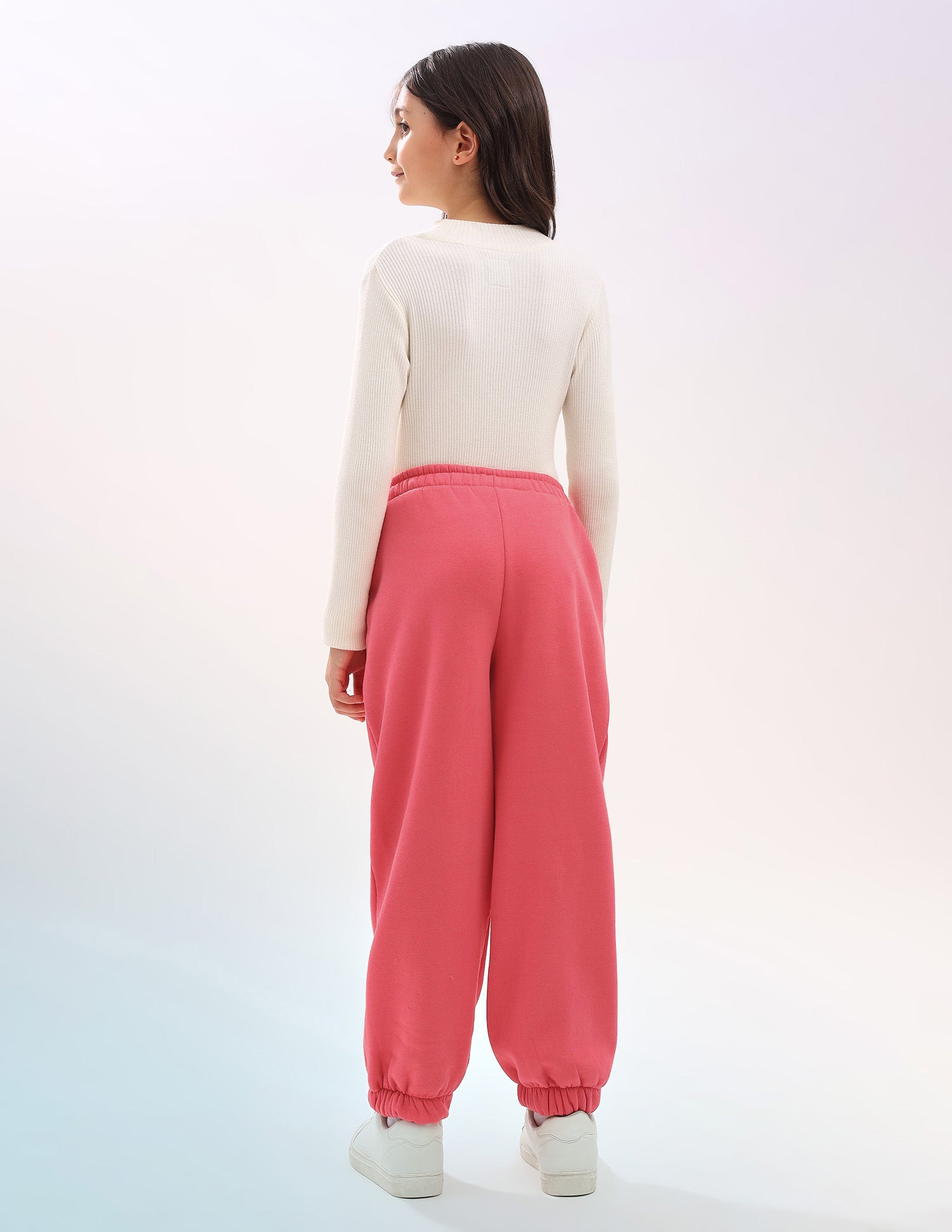 Girls Solid Regular Fit Joggers Coral - U.S. POLO ASSN. | Large