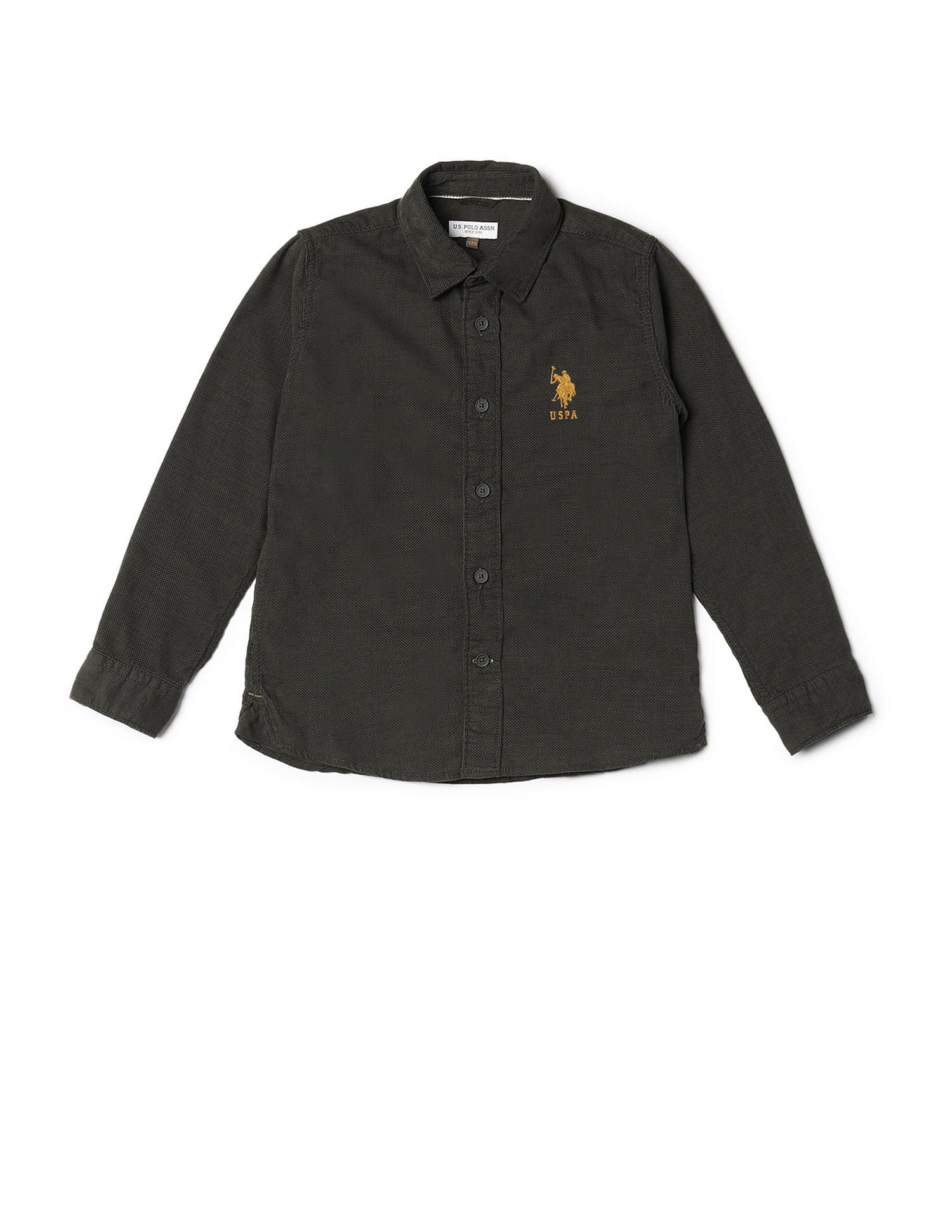 Boys Cotton Knitted Shirt Olive - U.S. POLO ASSN. | Large